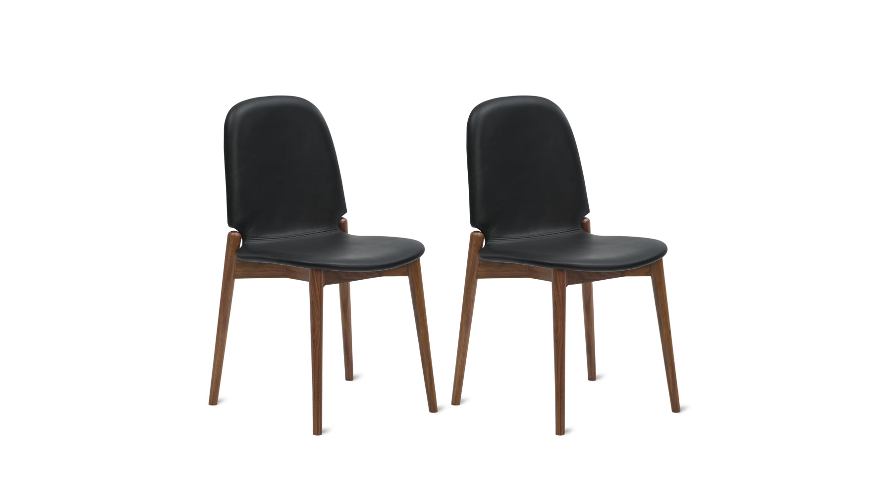 Dine In Dining Chair (Set of Two), Walnut/Black Leather – Sundays