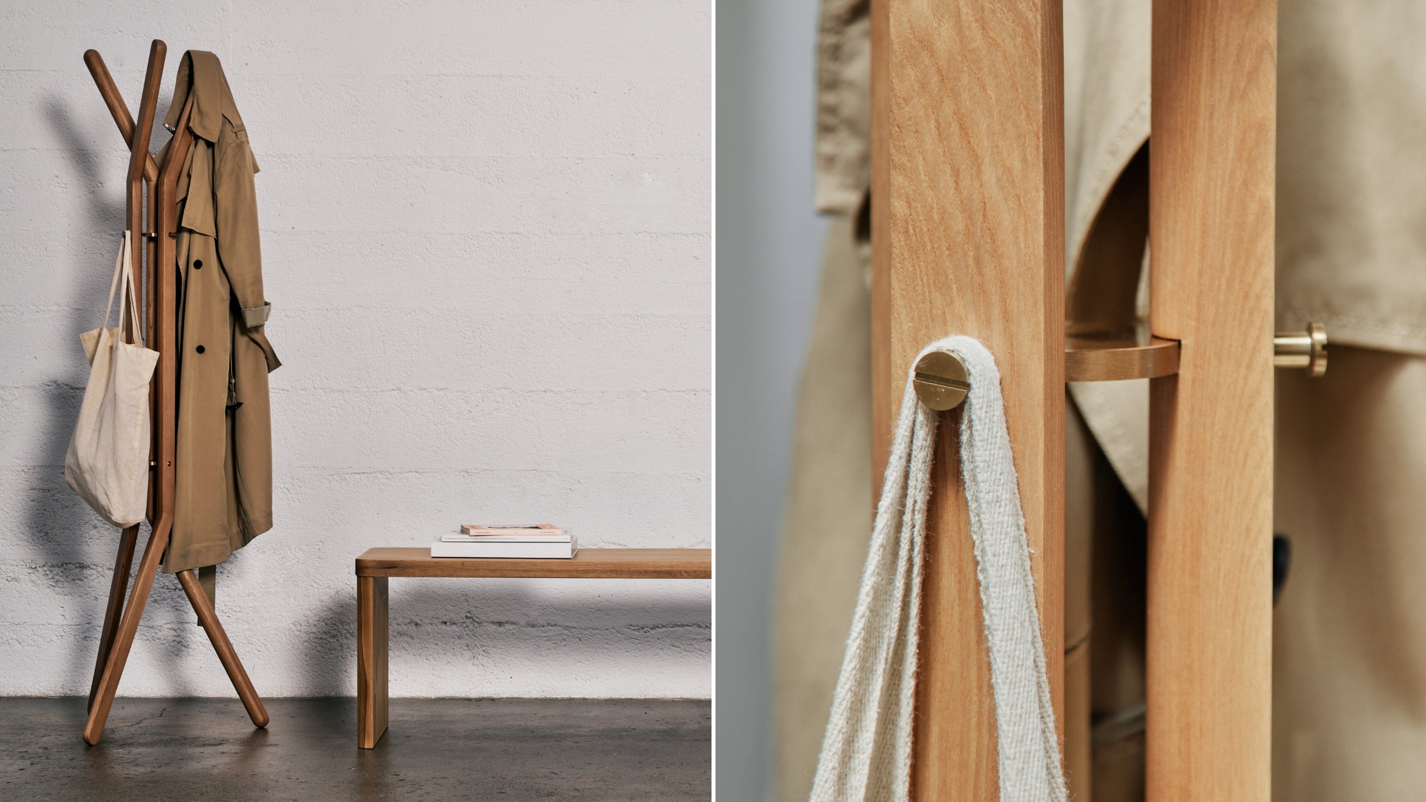 Unwind Coatrack, Stained Oak