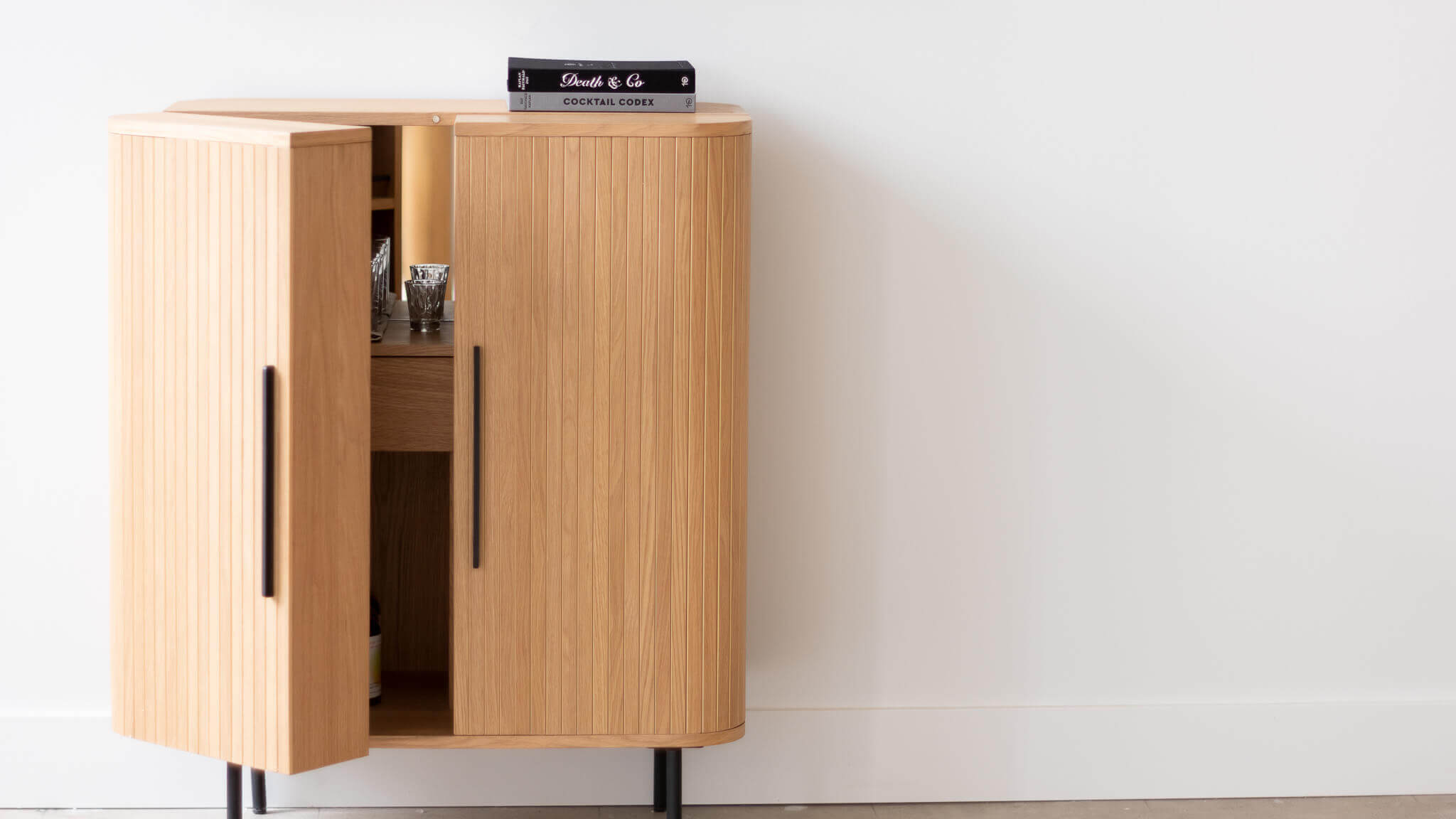 Easy Edge Bar Cabinet White Oak