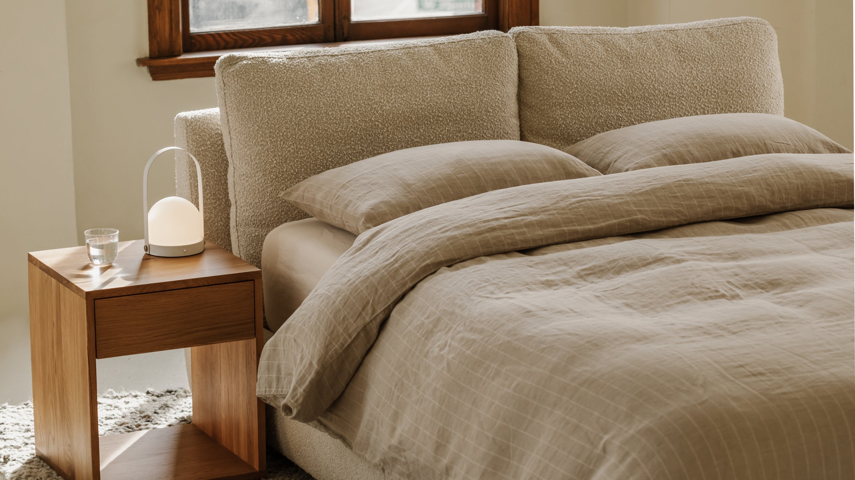 Cloud Bed, Queen, Cream Boucle