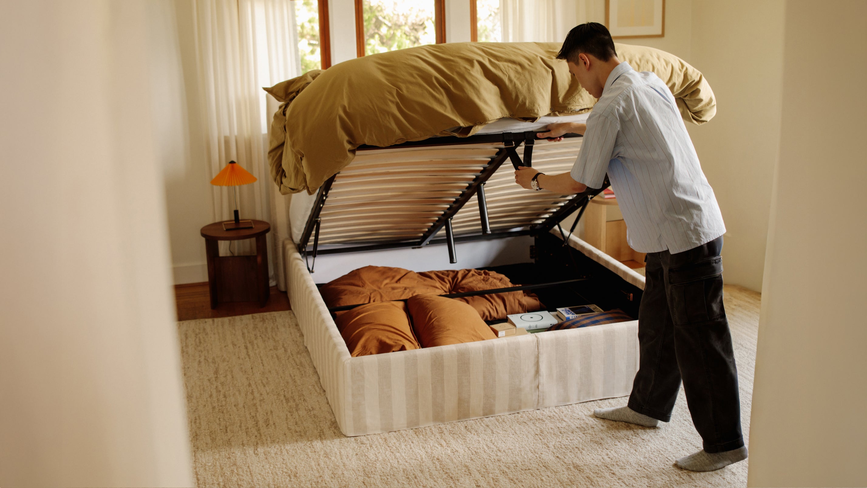 Wave Storage Bed, Queen, Dover Stripe - Sundays Company CanadaBED-RN-018-180-0
