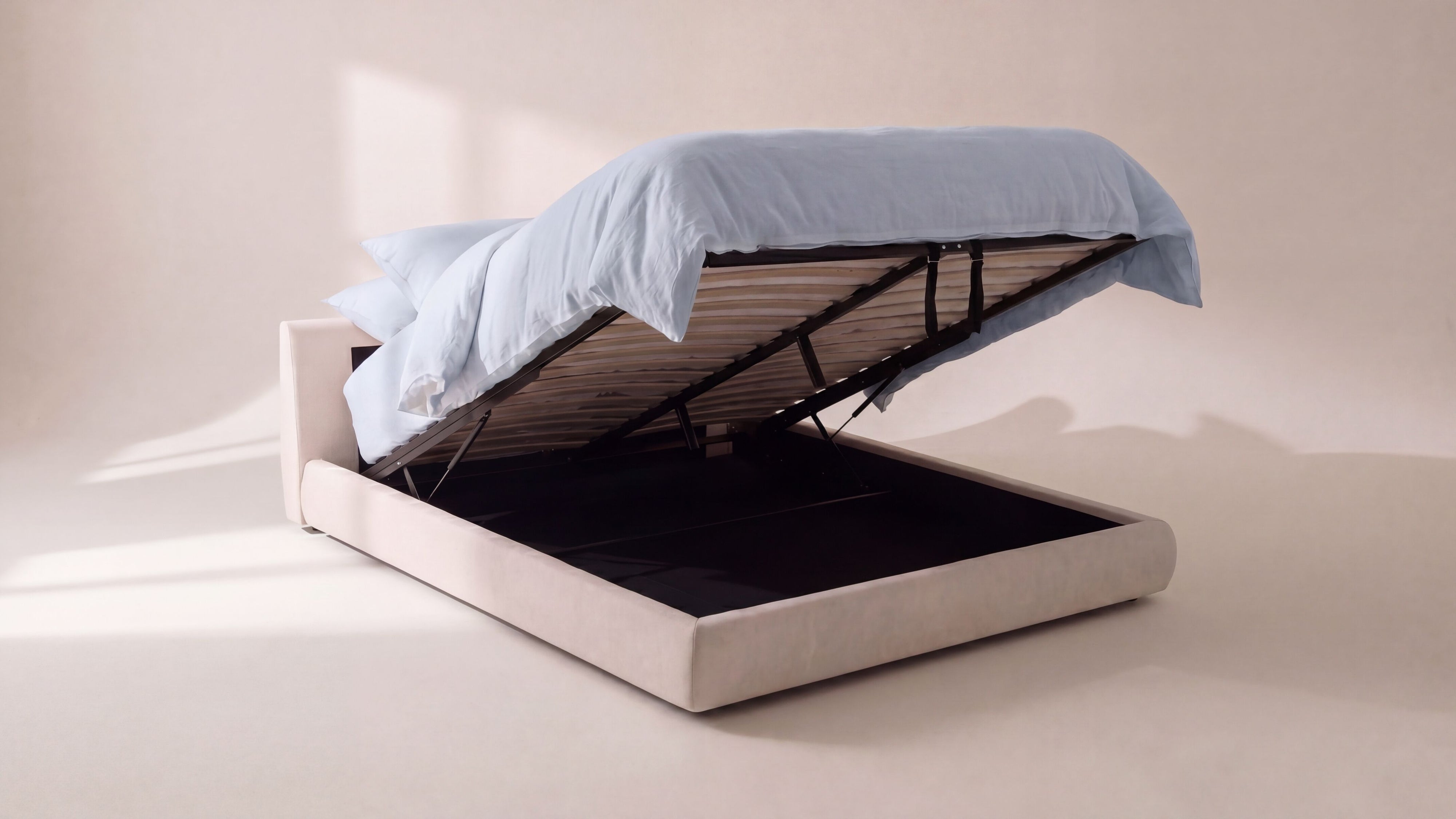 Cloud Bed With Storage, Queen, Latte