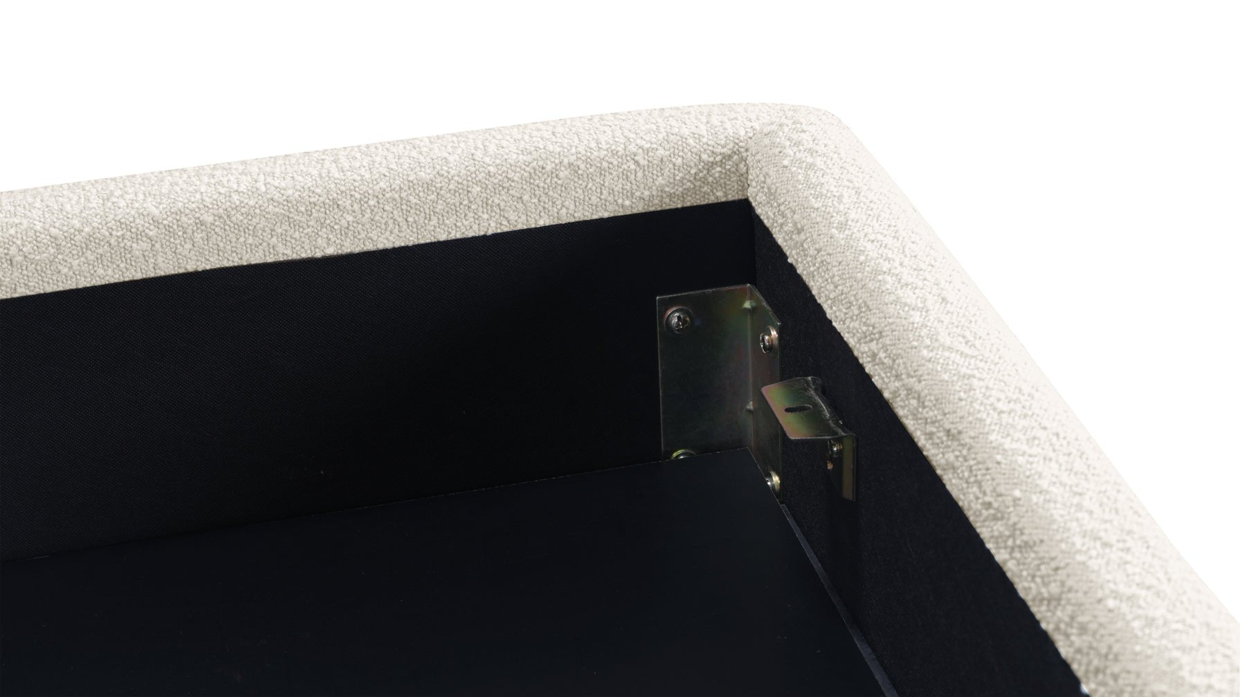 Cloud Bed with Storage, Queen, Cream Boucle
