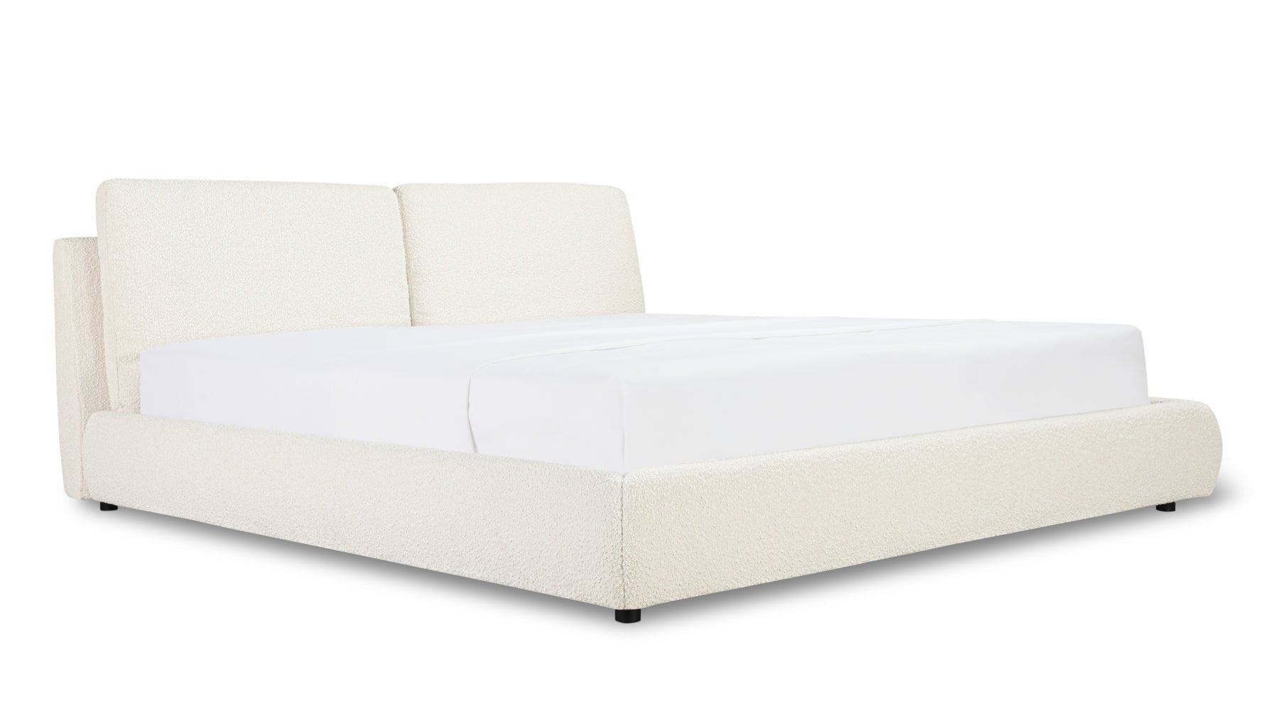 Cloud Bed with Storage, Queen, Cream Boucle