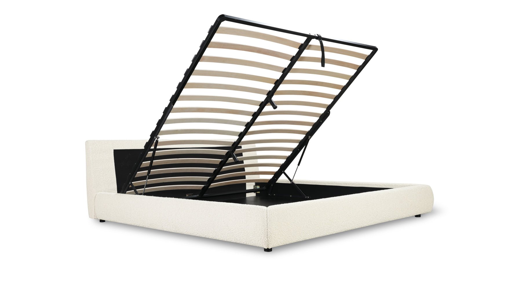 Cloud Bed with Storage, Queen, Cream Boucle
