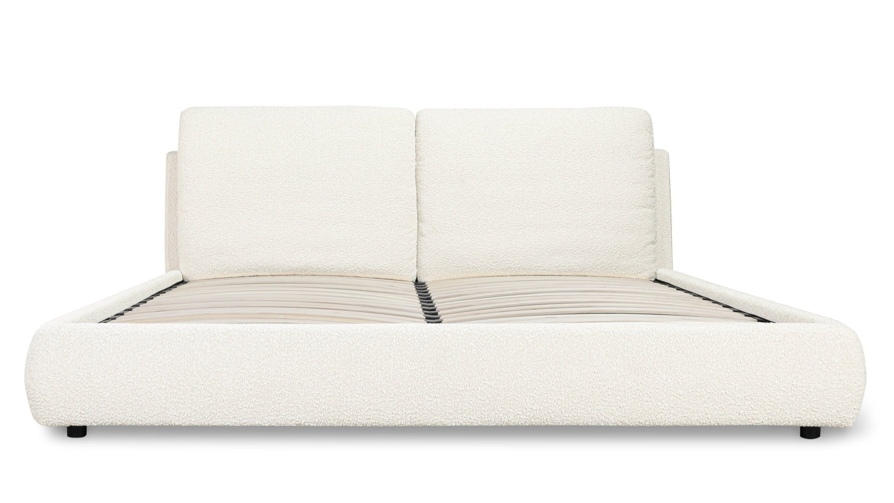 Cloud Bed with Storage, Queen, Cream Boucle
