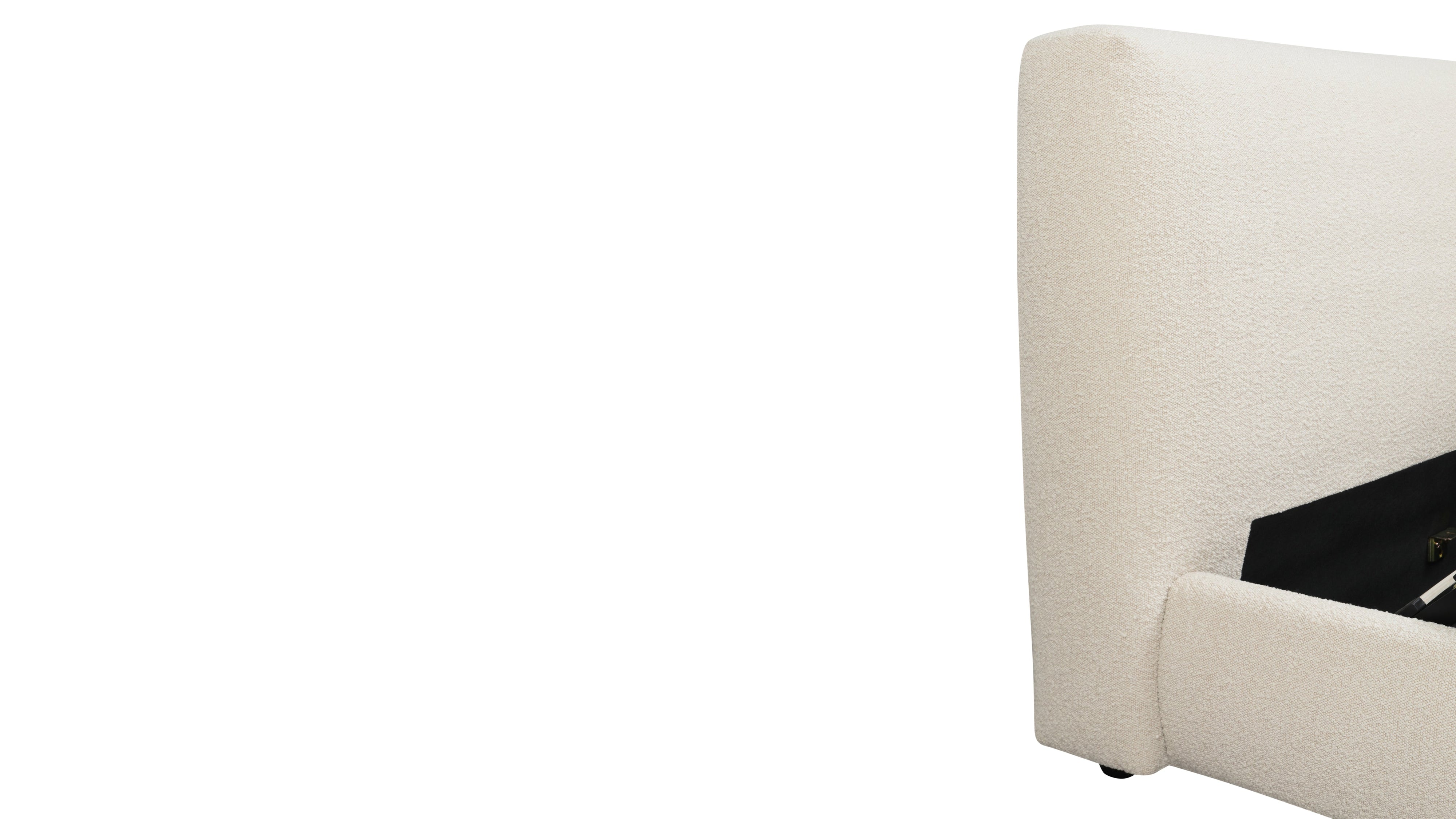 Dream Storage Bed, Full, Cream Boucle