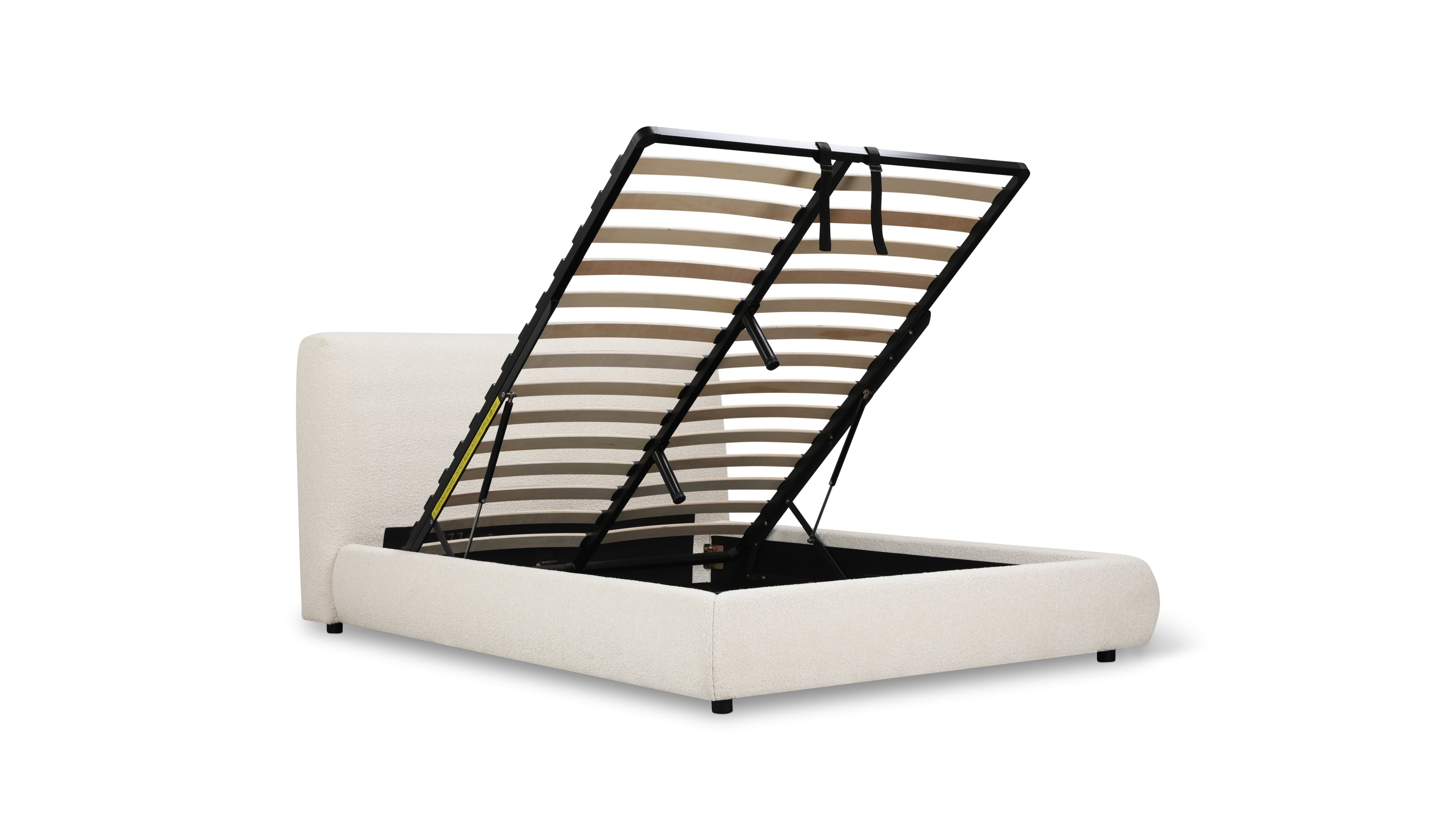 Dream Storage Bed, Full, Cream Boucle