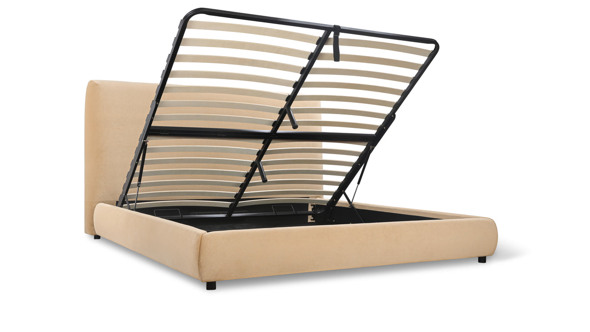 Dream Storage Bed With Tall Headboard, Queen, Honey