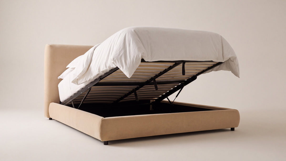 Dream Storage Bed With Tall Headboard, King, Honey