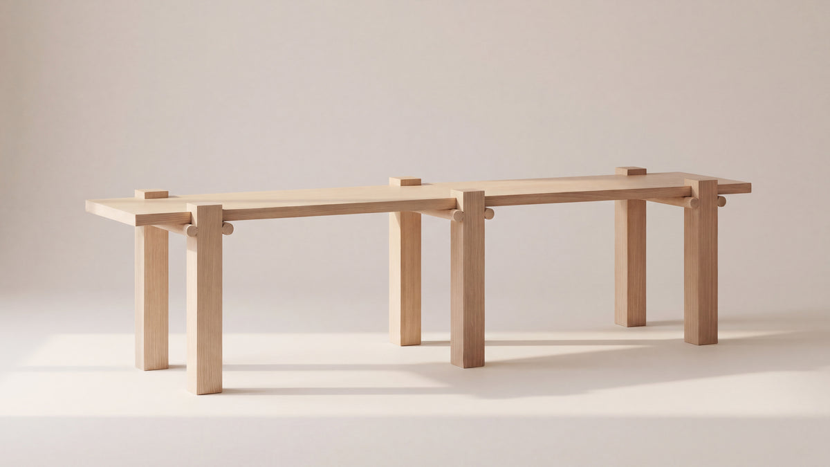 Long Story x Colapso Studio Bench, Seats 3, Pale Oak — alternate view