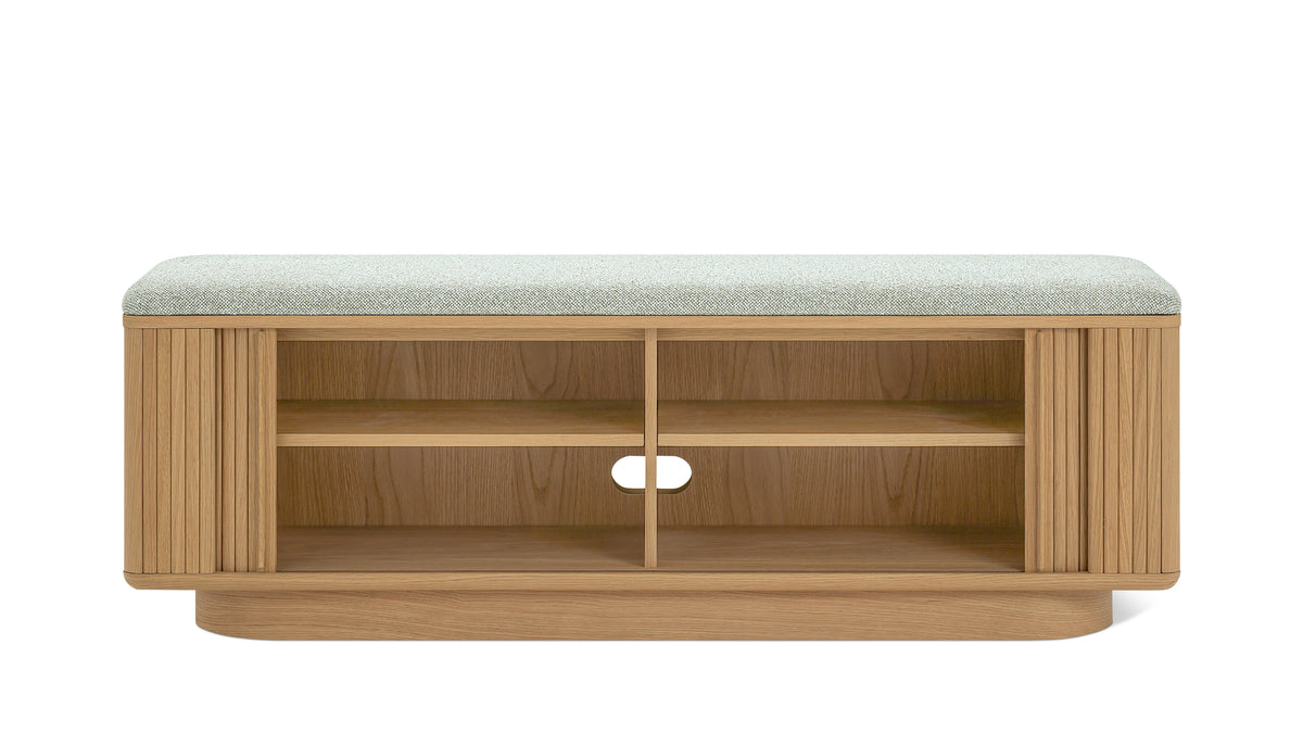 Main Stage Storage Bench, White Oak — alternate view
