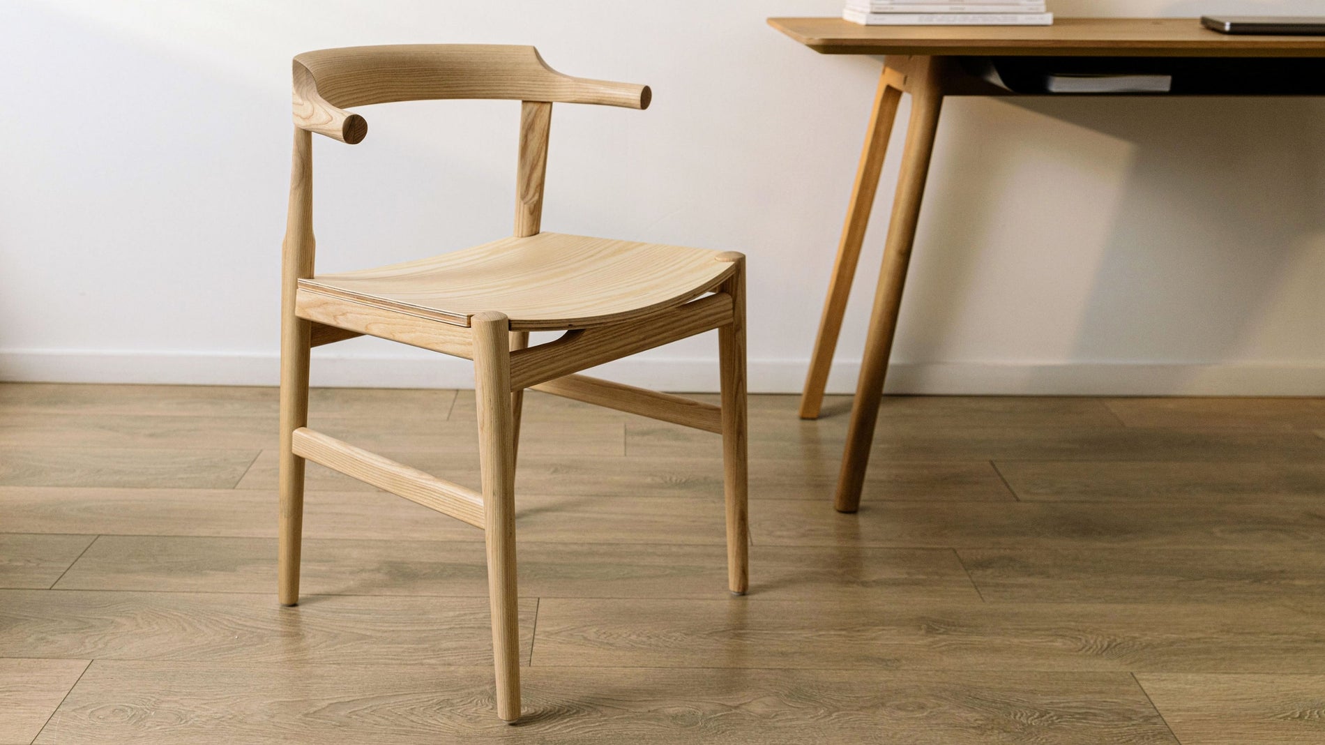 Tuck In Dining Chair, White Ash, Wood Seat_image