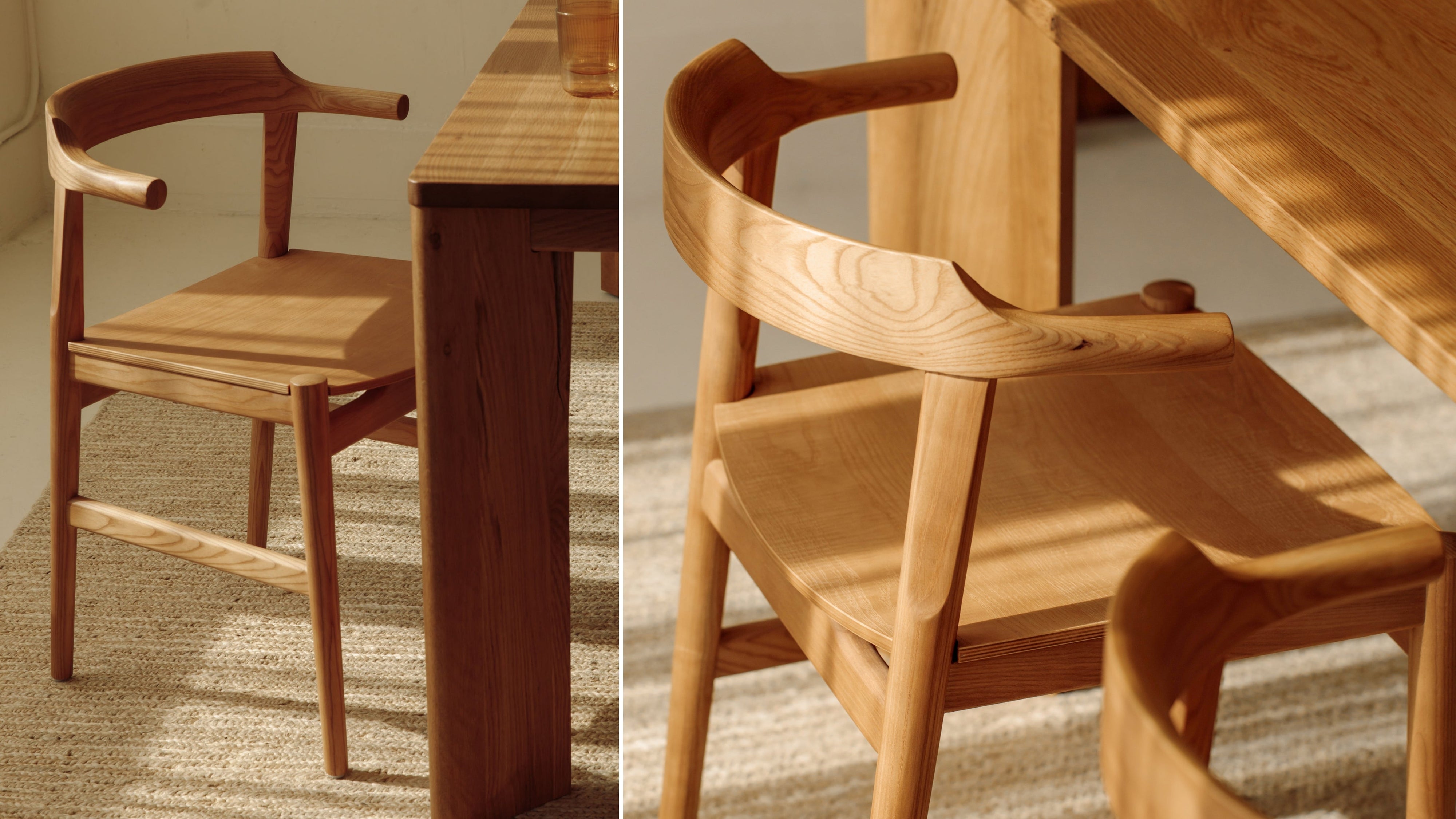 Tuck In Dining Chair, Wood Seat, Stained Oak