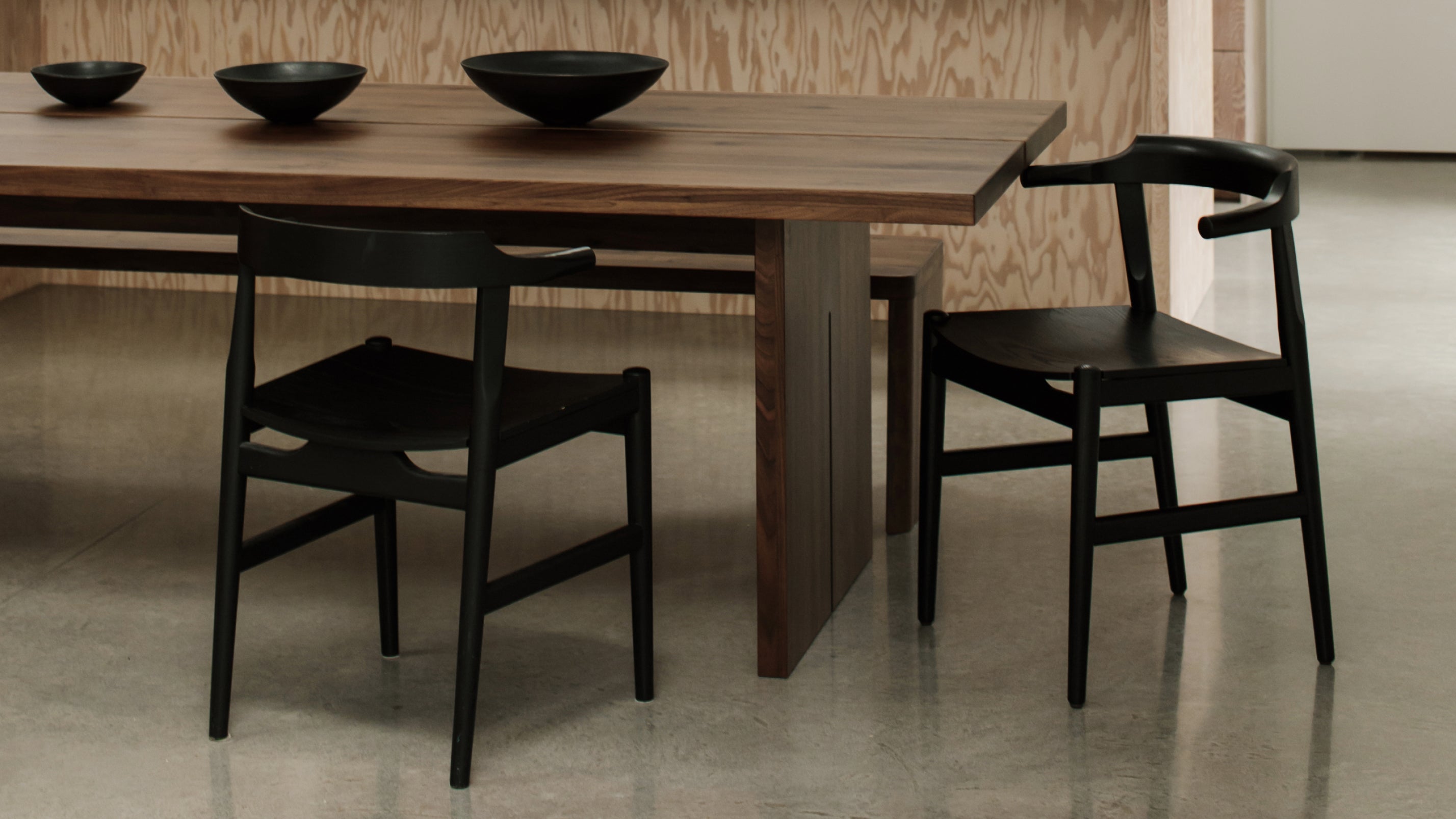 Tuck In Dining Chair, Wood Seat, Black Ash