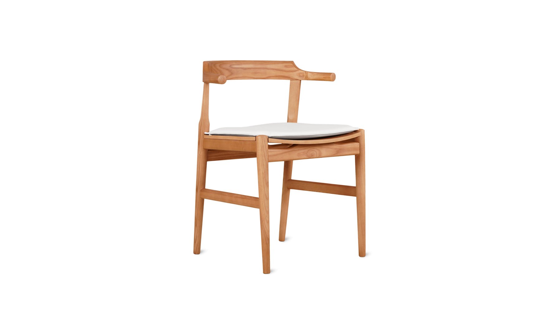 Tuck In Dining Chair with White Cushion, Stained Oak_image