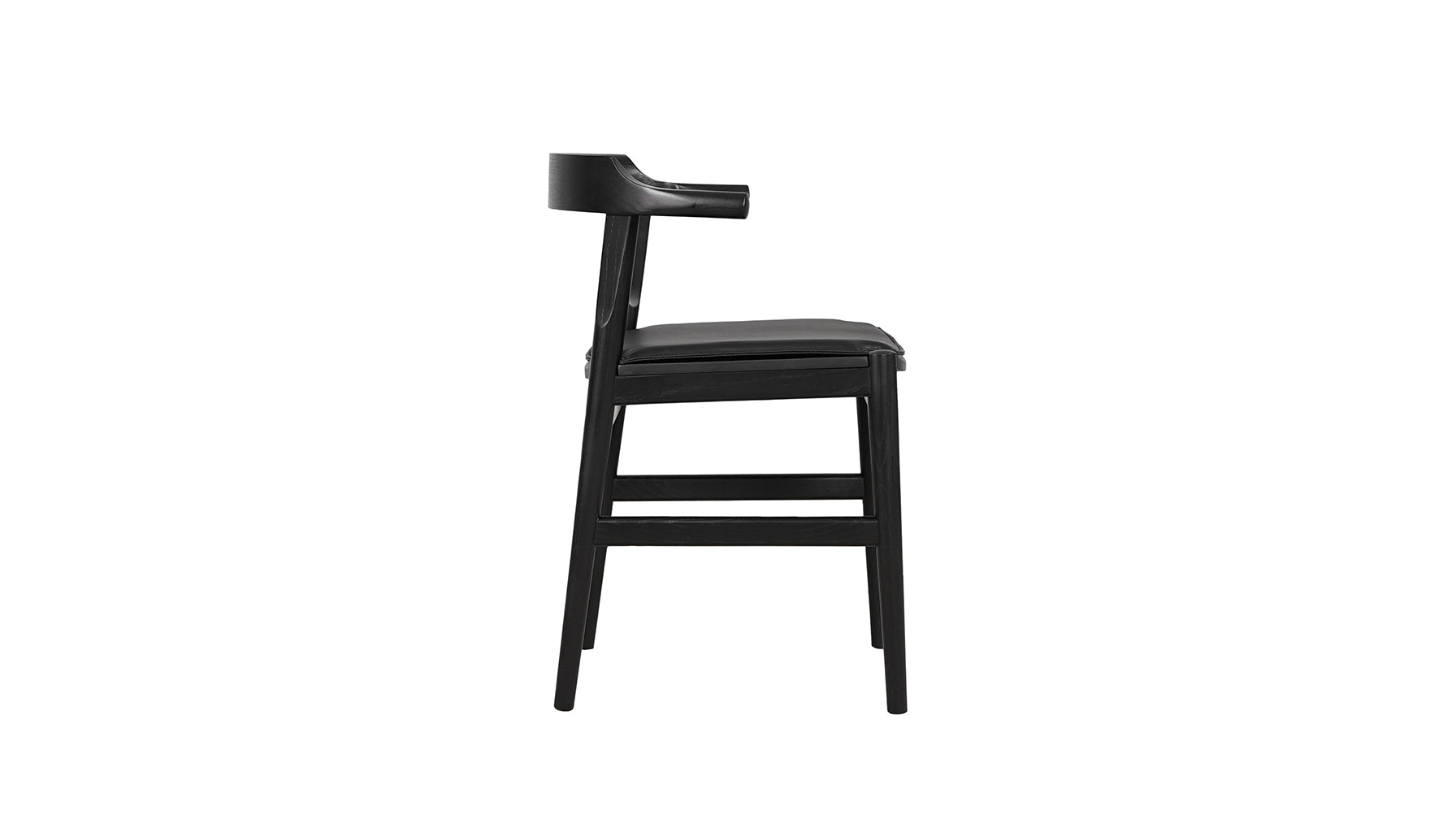 Tuck In Dining Chair with Black Cushion, Black Ash