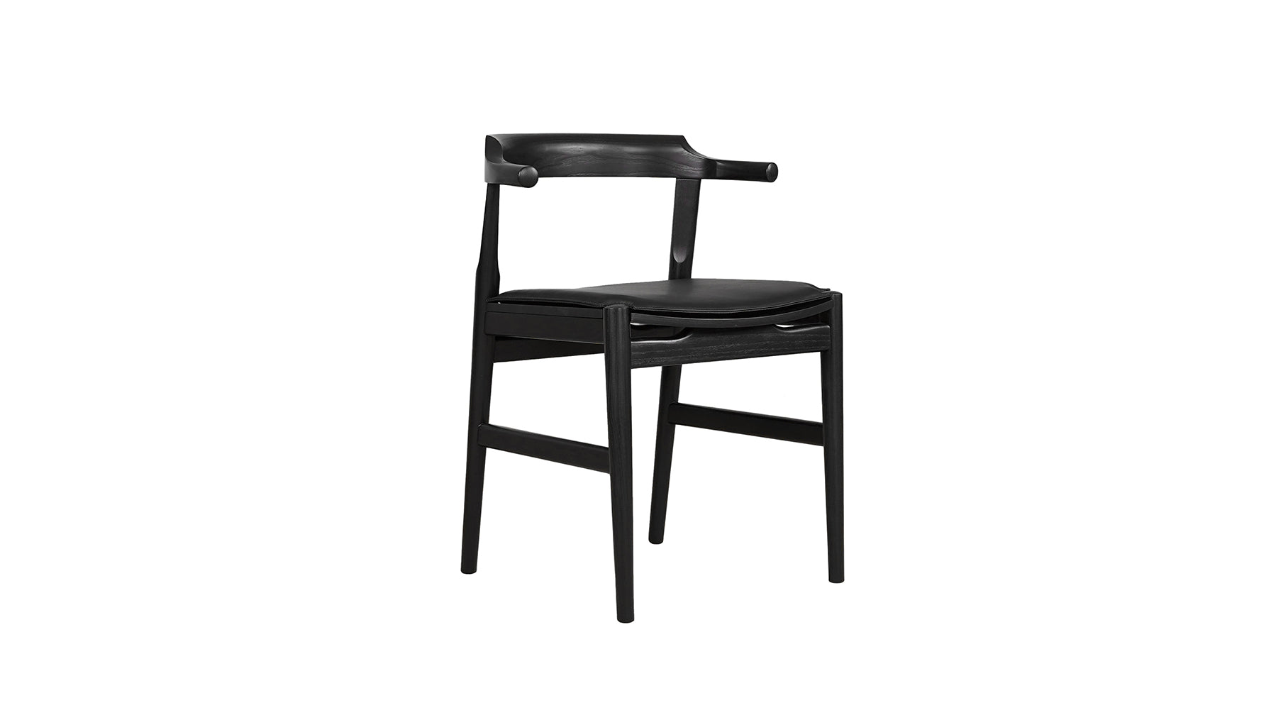 Tuck In Dining Chair with Black Cushion, Black Ash