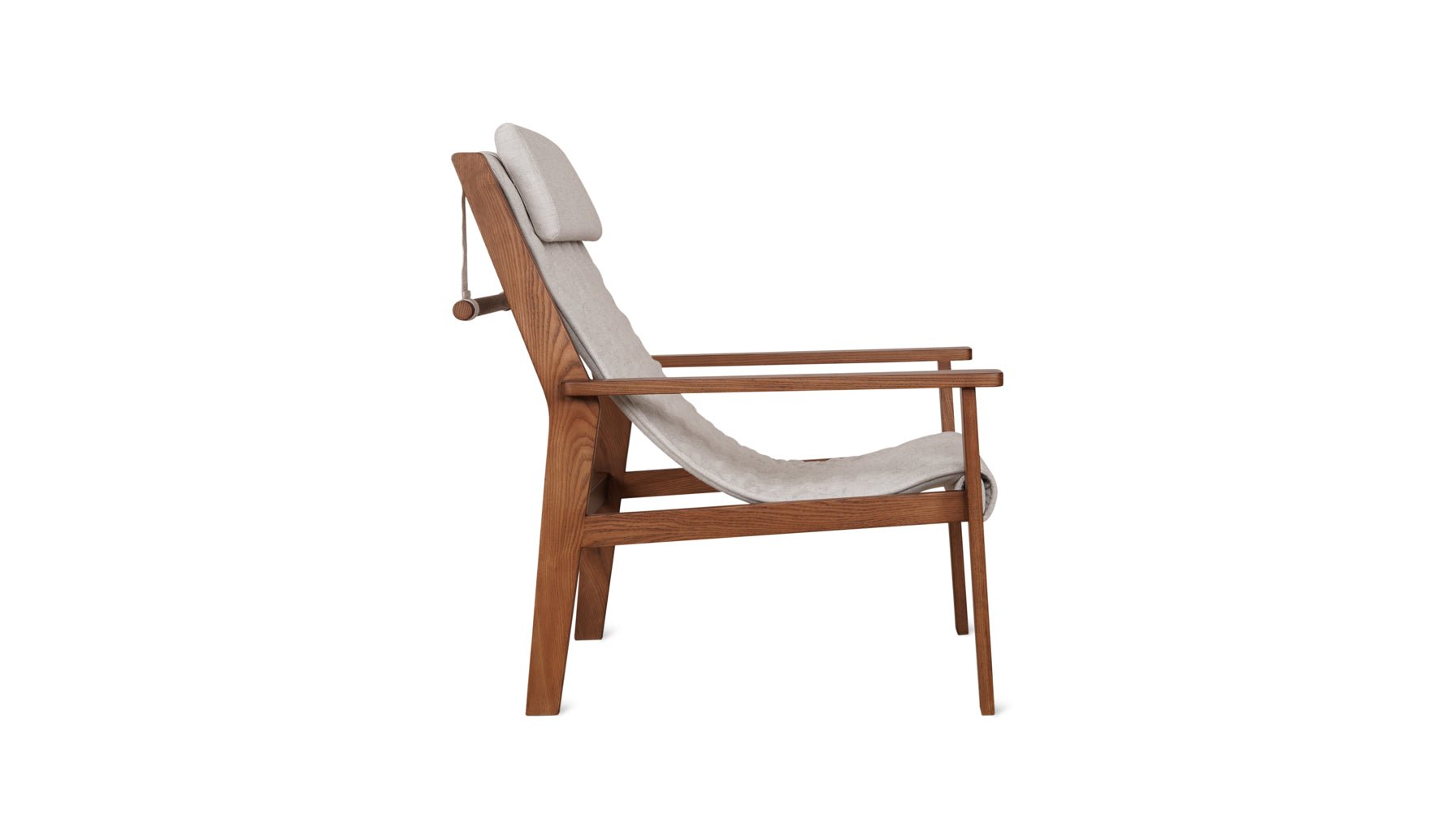 Sweet Life Sling Lounge Chair With Headrest, Natural Walnut - Image 12