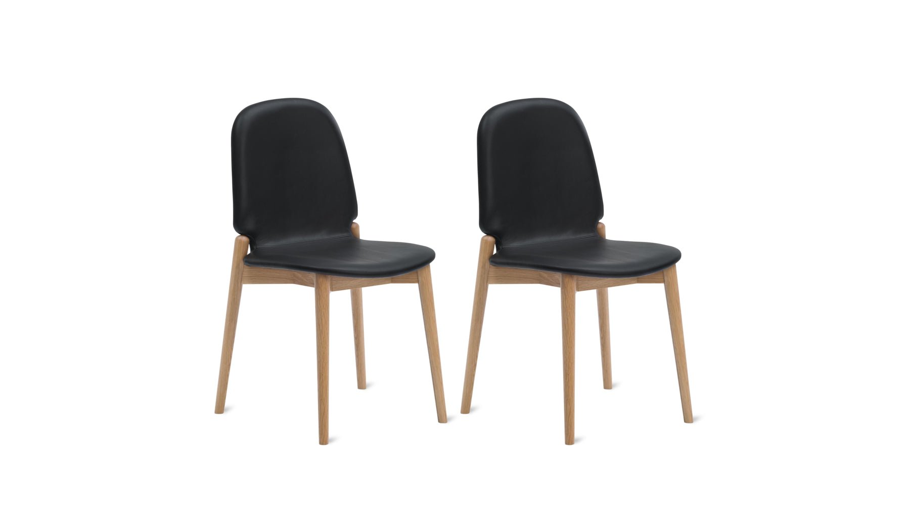 Dine In Dining Chair (Set of Two), Oak/Black Leather - Sundays
