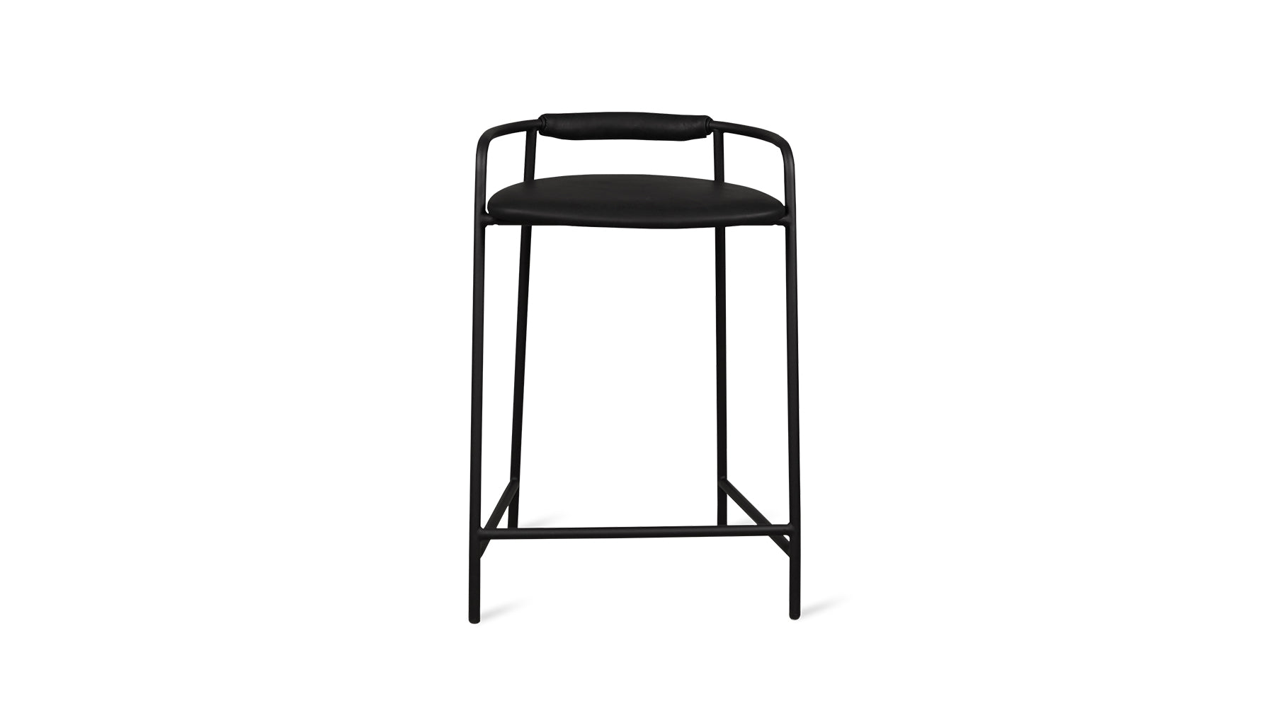 Slow Mornings Stool, Counter, Coal Leather/Black Metal