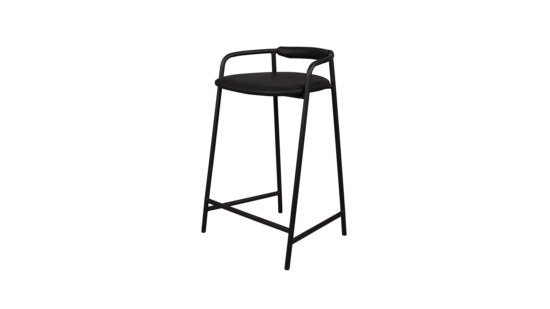 Slow Mornings Stool, Counter, Coal Leather/Black Metal - Sundays Company CanadaCST-EW-004-002