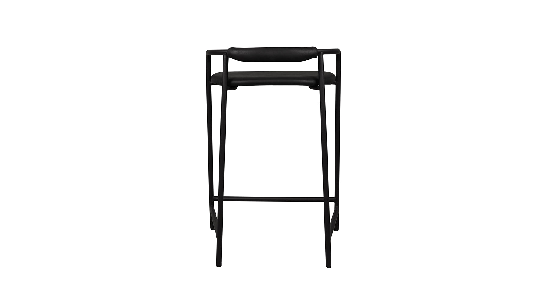 Slow Mornings Stool, Counter, Coal Leather/Black Metal