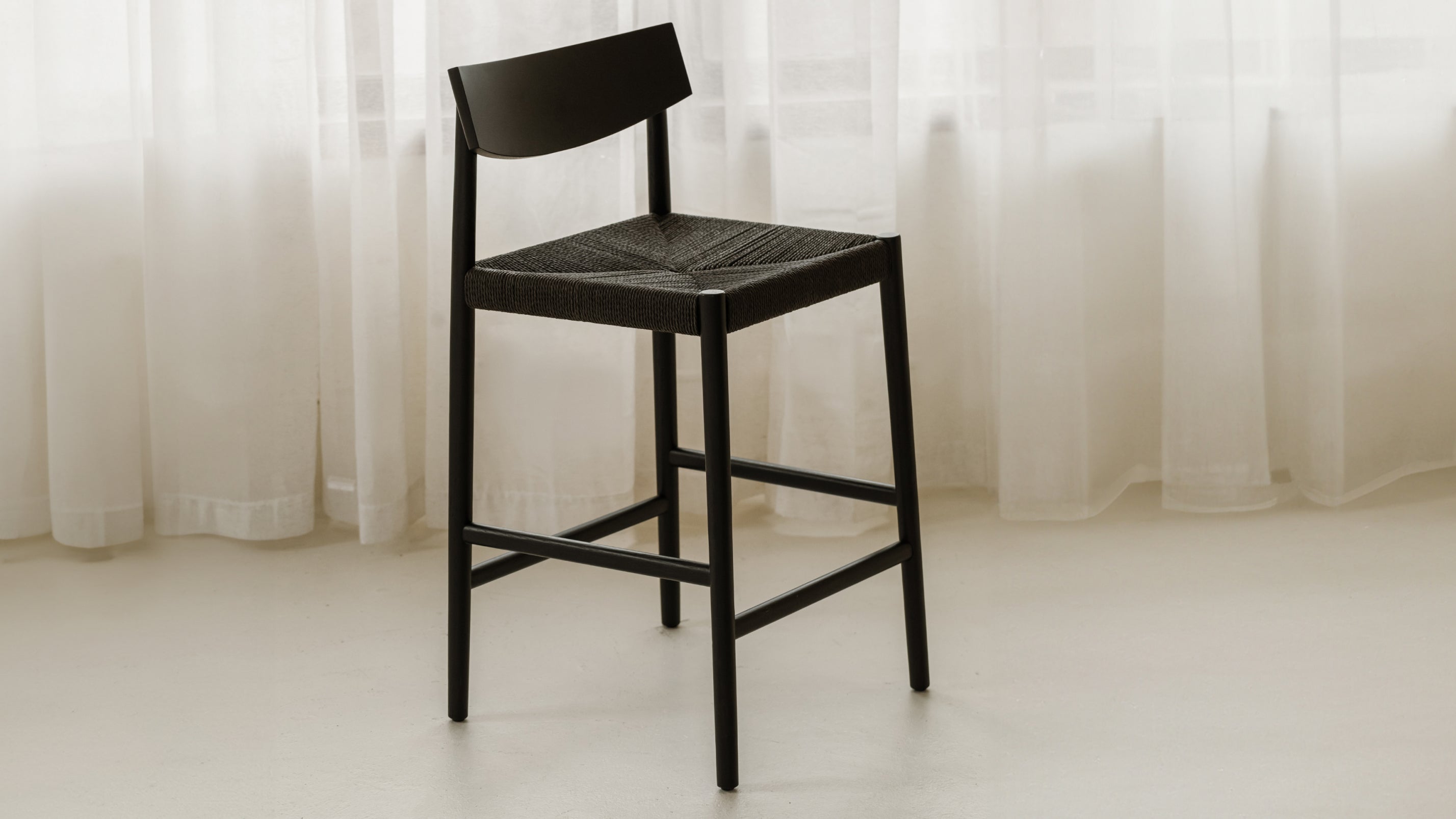 Dinner Guest Counter Stool, Black Oak/ Black Papercord Seat - Sundays Company CanadaCST-SH-003-002