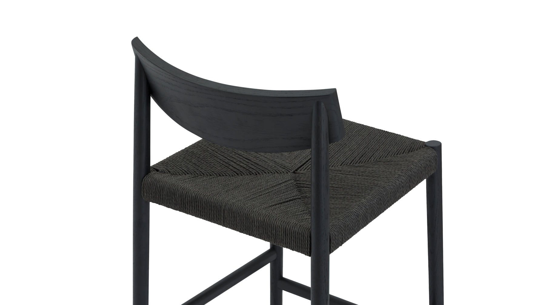 Dinner Guest Counter Stool, Black Oak/ Black Papercord Seat