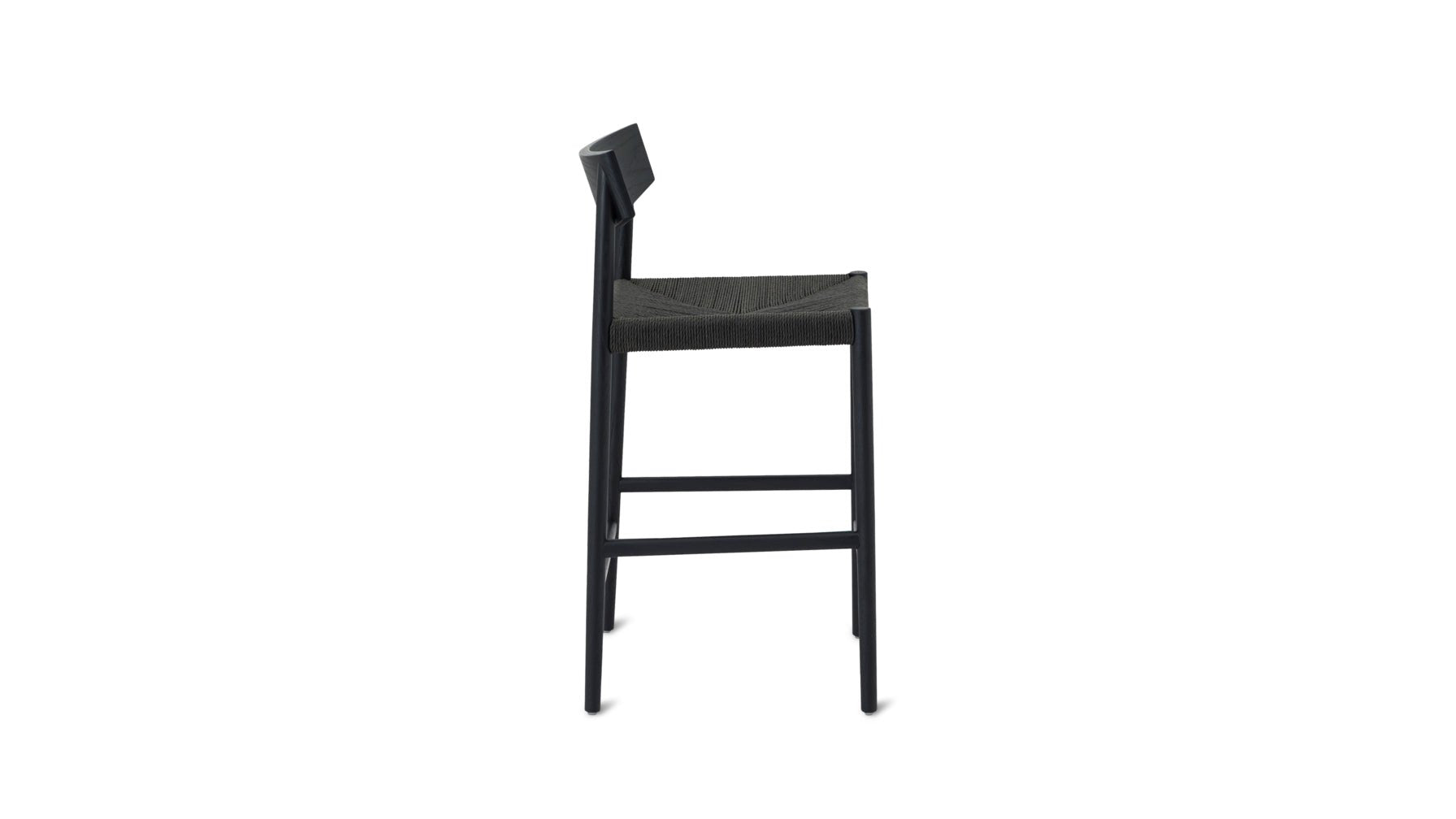 Dinner Guest Counter Stool, Black Oak/ Black Papercord Seat