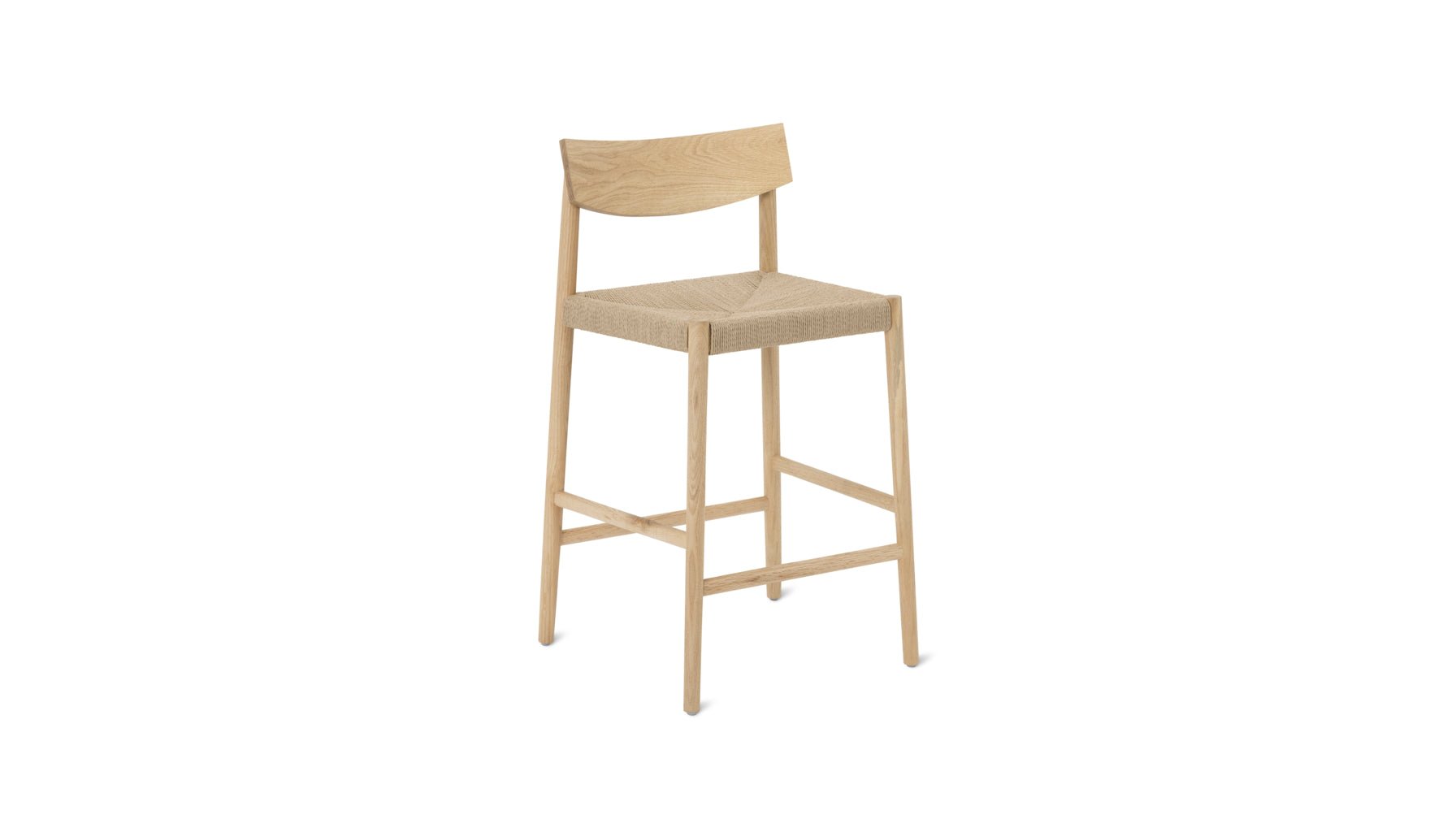 Dinner Guest Counter Stool, White Oak/ Natural Papercord Seat_image