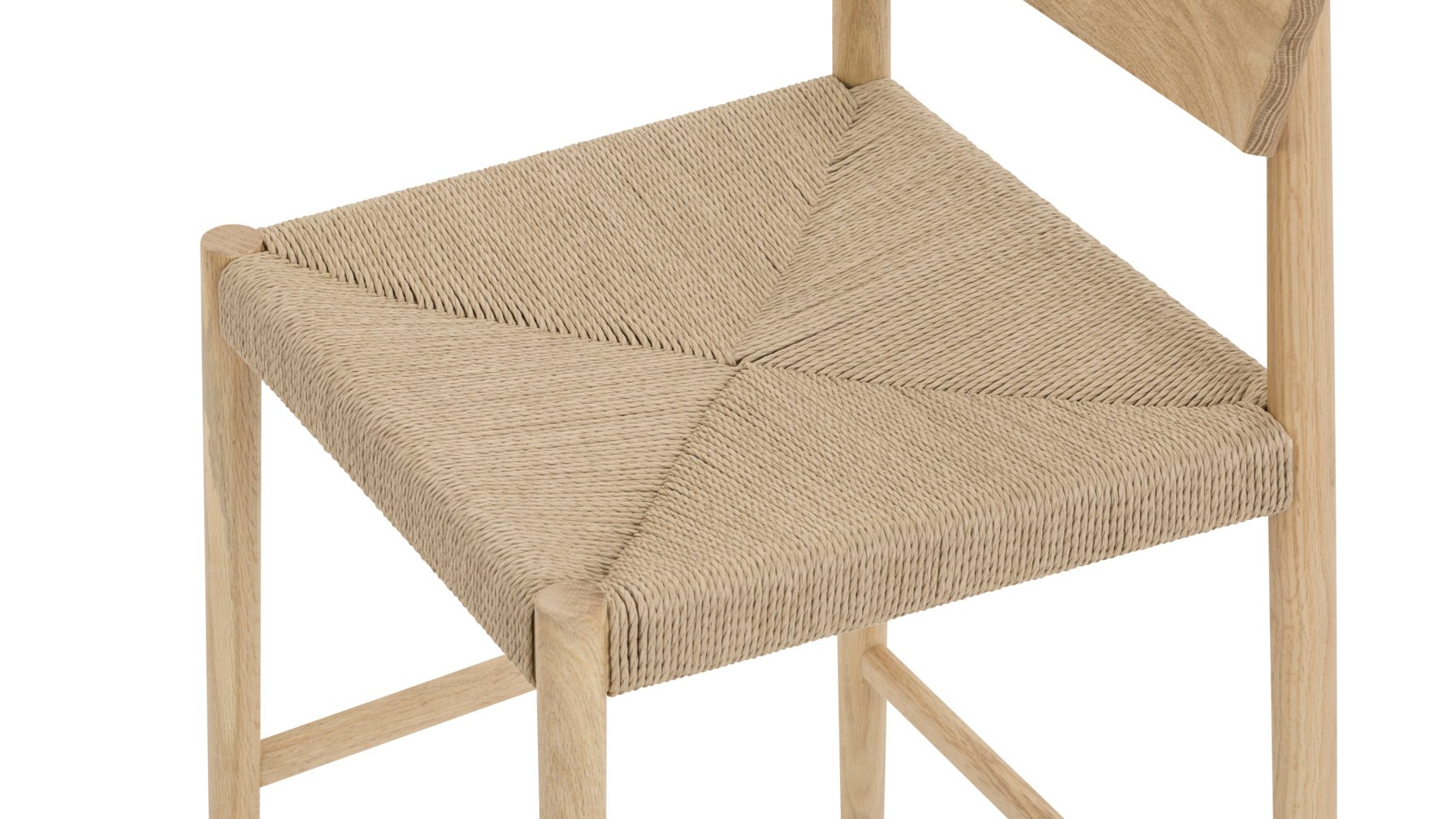Dinner Guest Counter Stool, White Oak/ Natural Papercord Seat