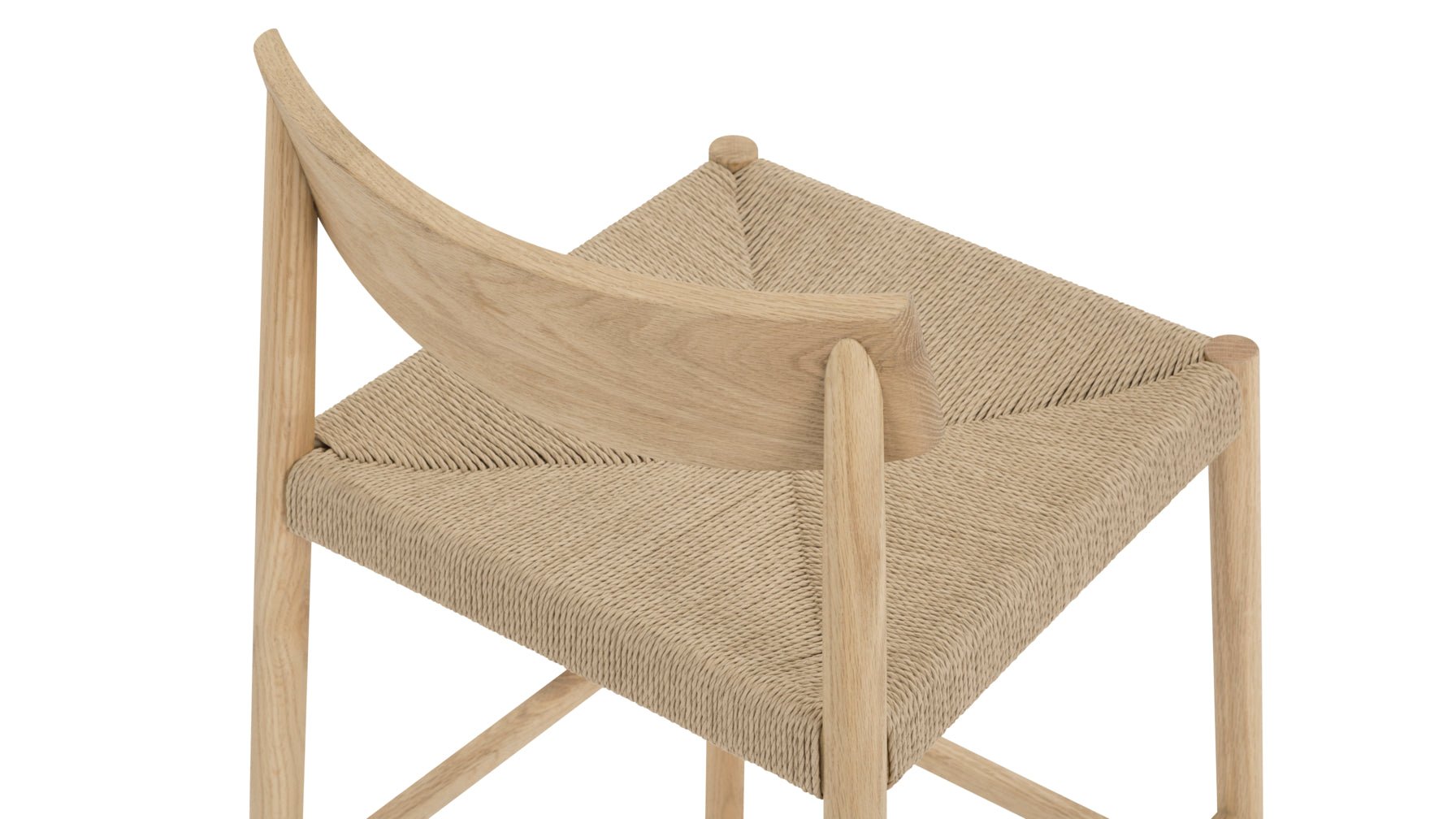 Dinner Guest Counter Stool, White Oak/ Natural Papercord Seat