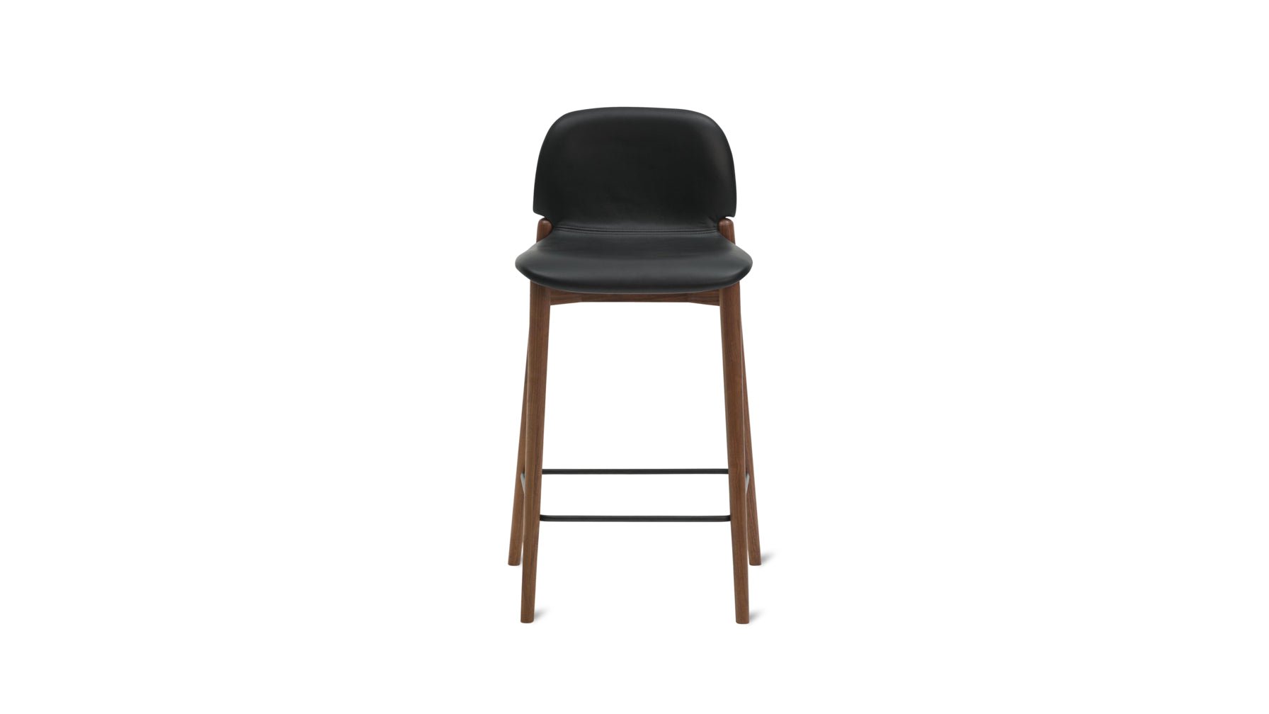 Dine In Stool, Counter, Walnut/Black Leather_image