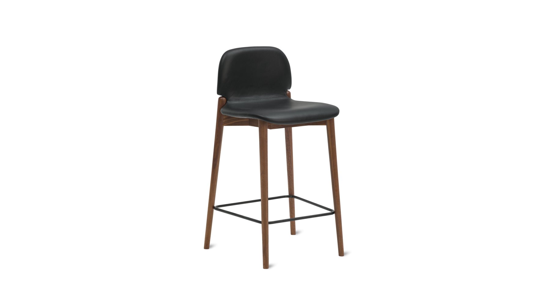 Dine In Stool, Counter, Walnut/Black Leather_image