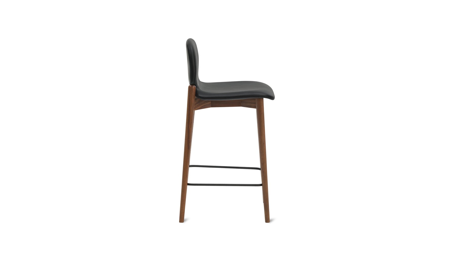 Dine In Counter Stool, Walnut/Black Leather