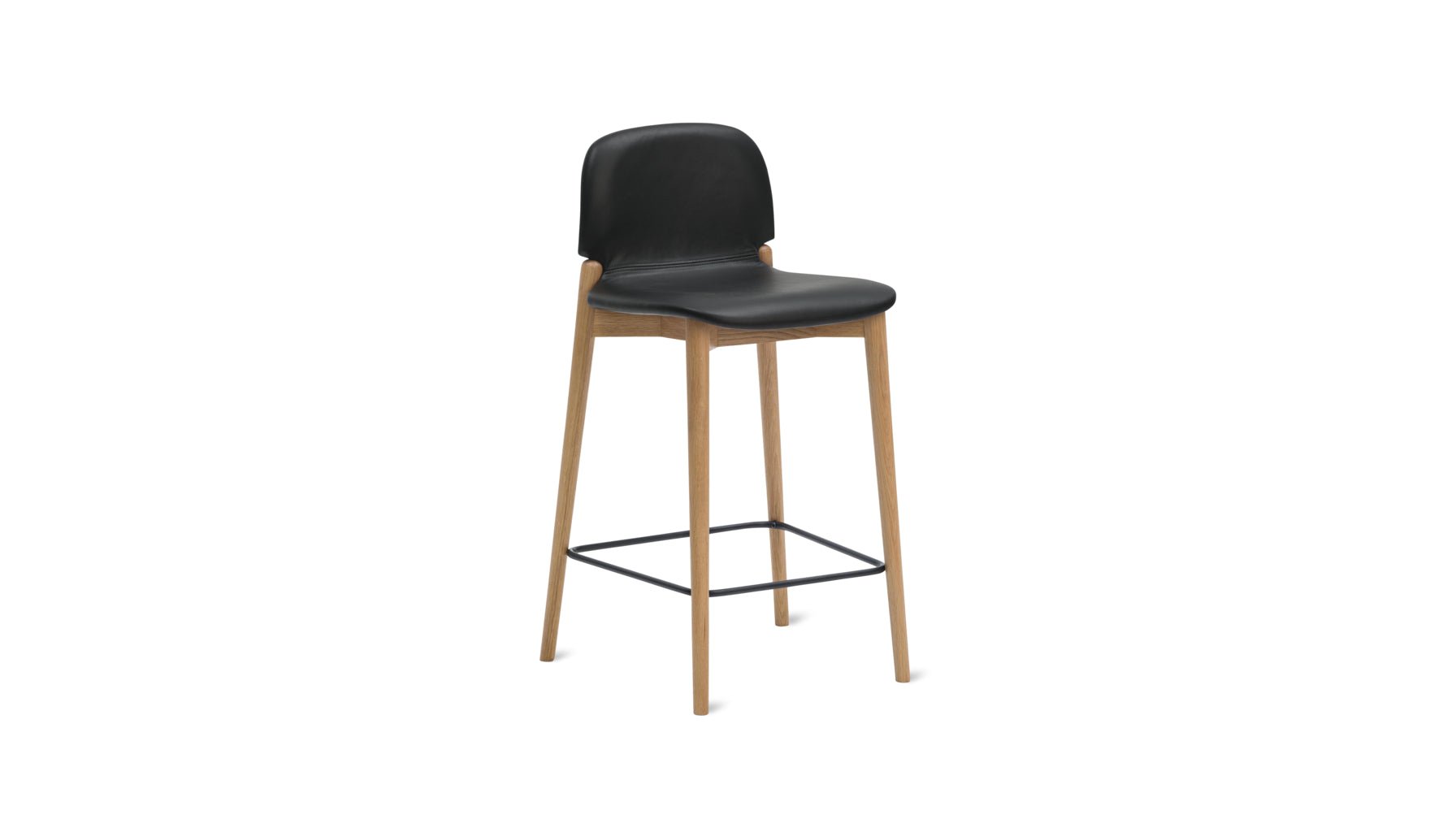 Dine In Counter Stool, Oak/Black Leather_image