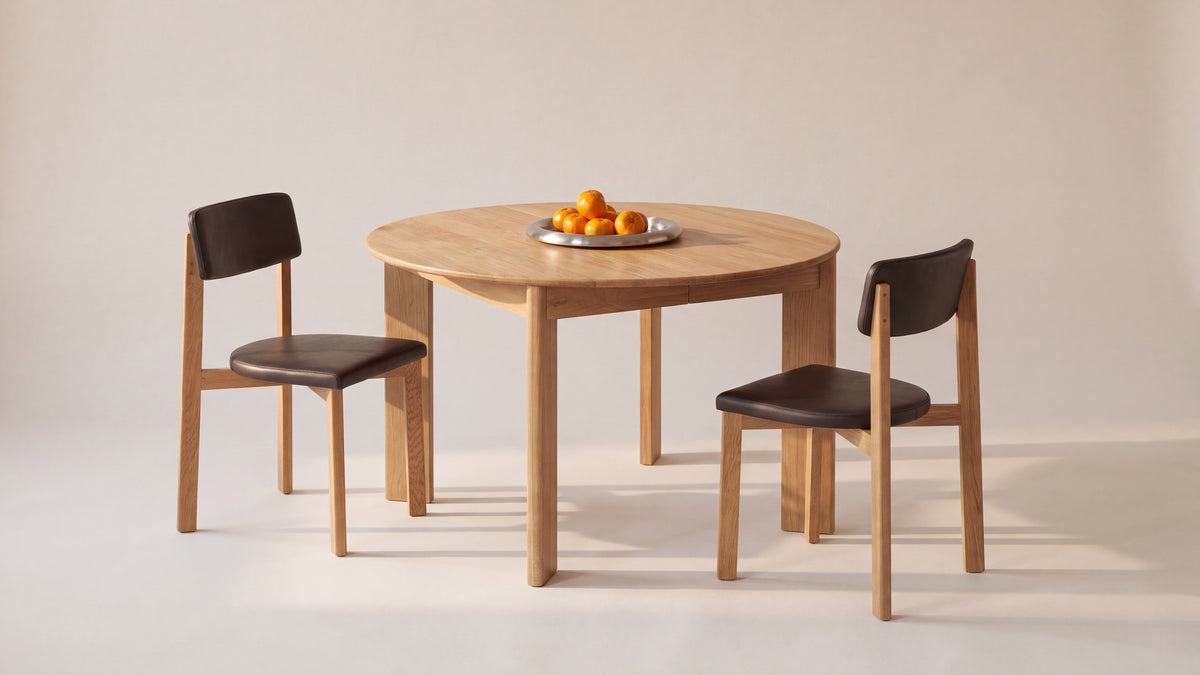 Frame Round Extendable Dining Table, Seats 4-8, Oak — alternate view