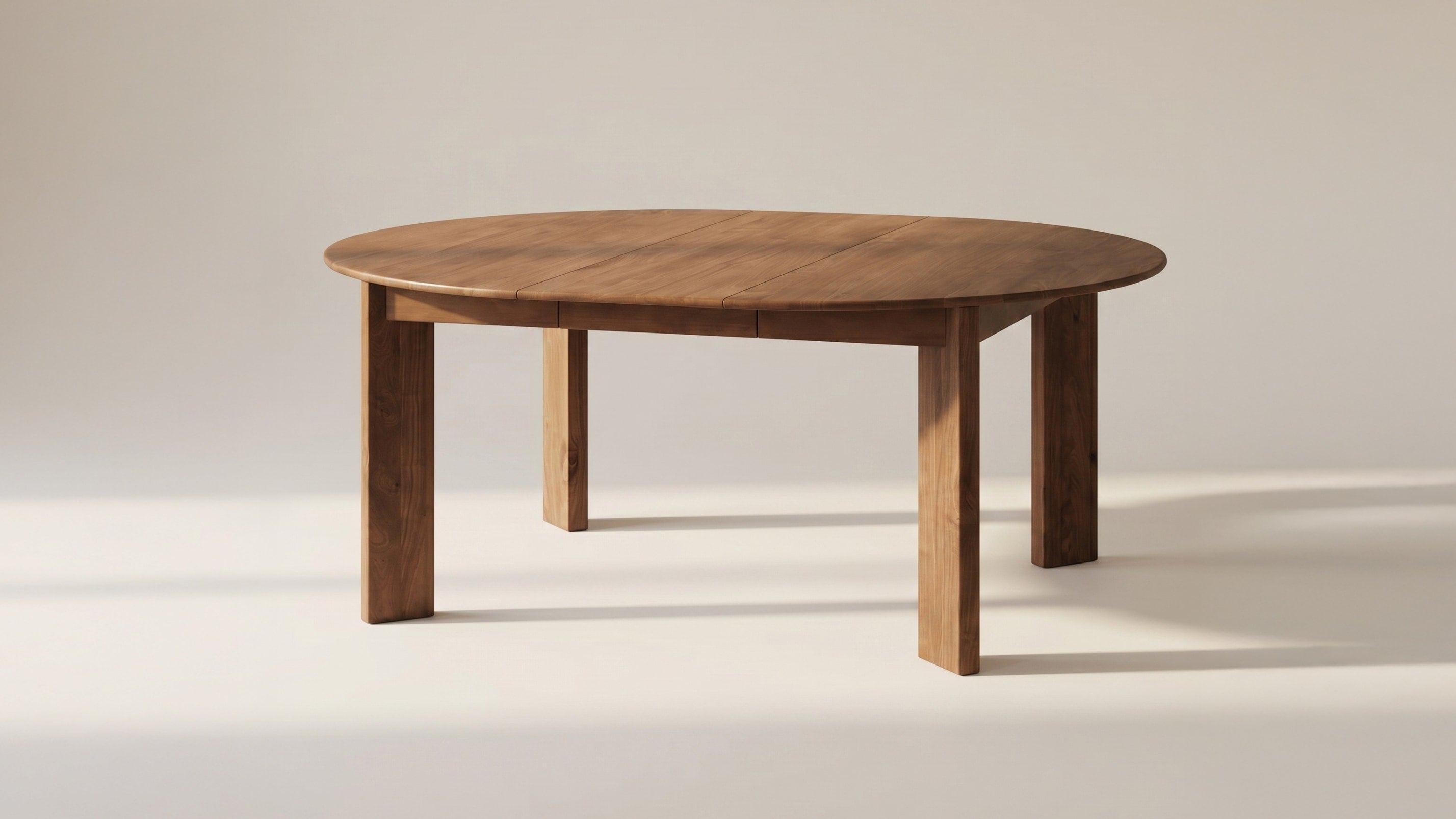 Frame Round Extendable Dining Table, Seats 4-8, American Walnut