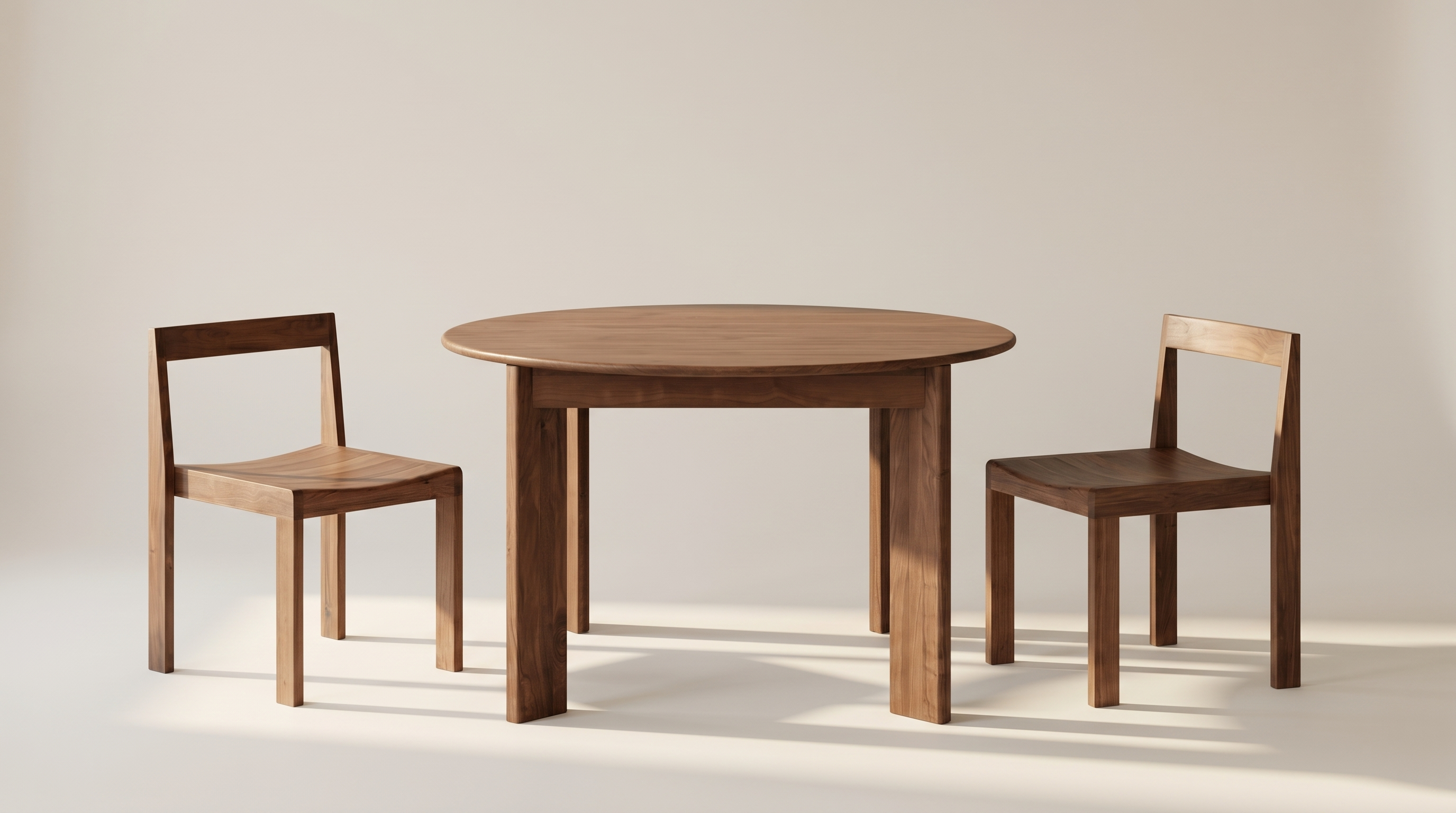 Frame Round Extendable Dining Table, Seats 4-8, American Walnut