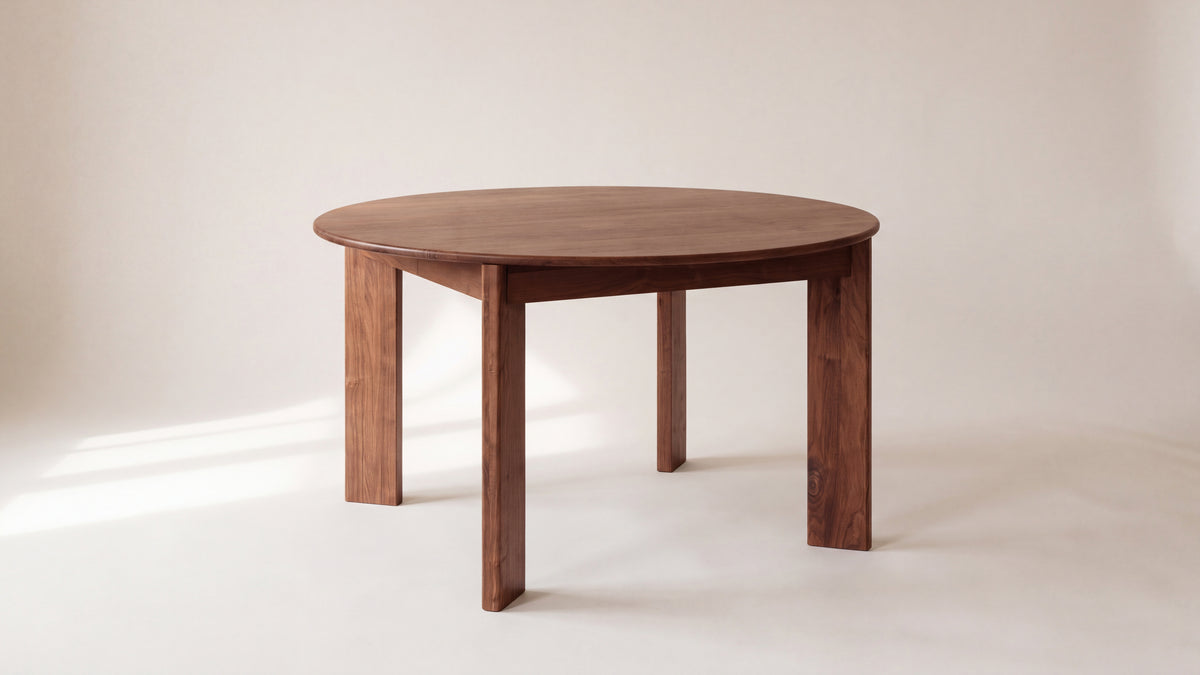 Frame Round Extendable Dining Table, Seats 4-8, American Walnut