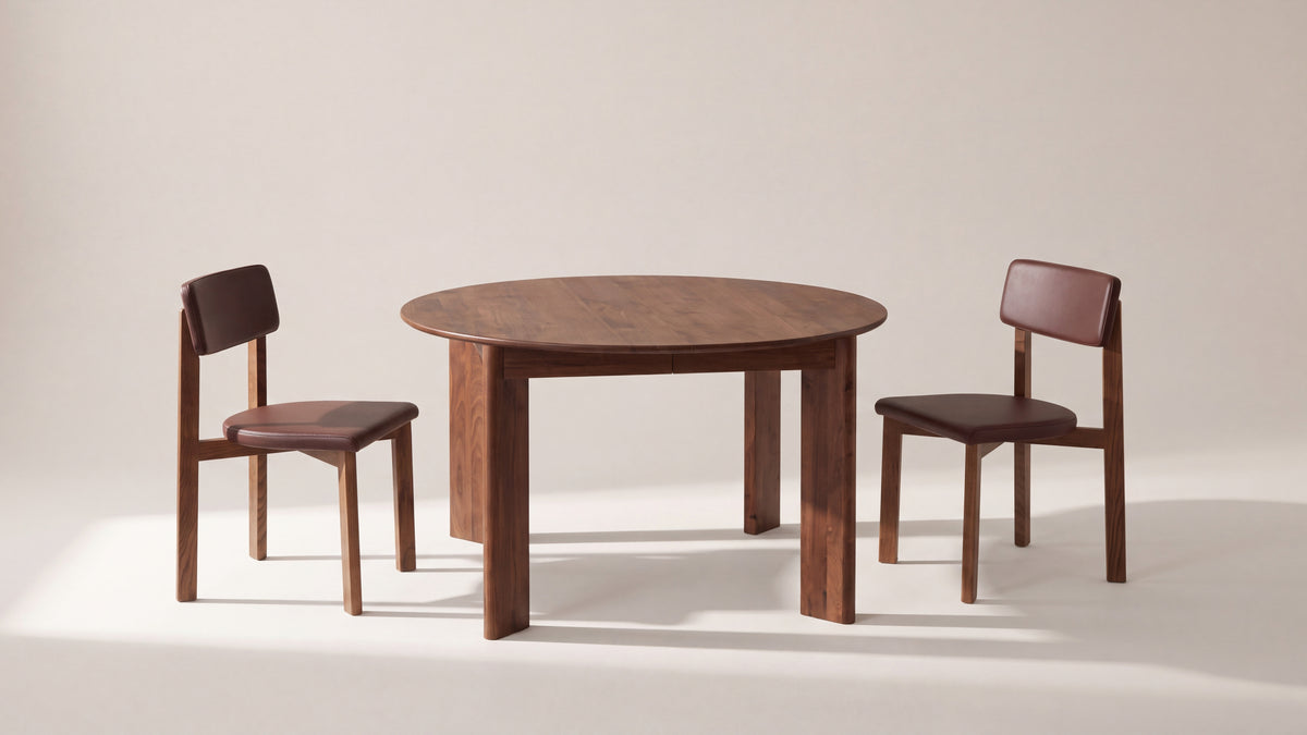 Frame Round Extendable Dining Table, Seats 4-8, American Walnut — alternate view