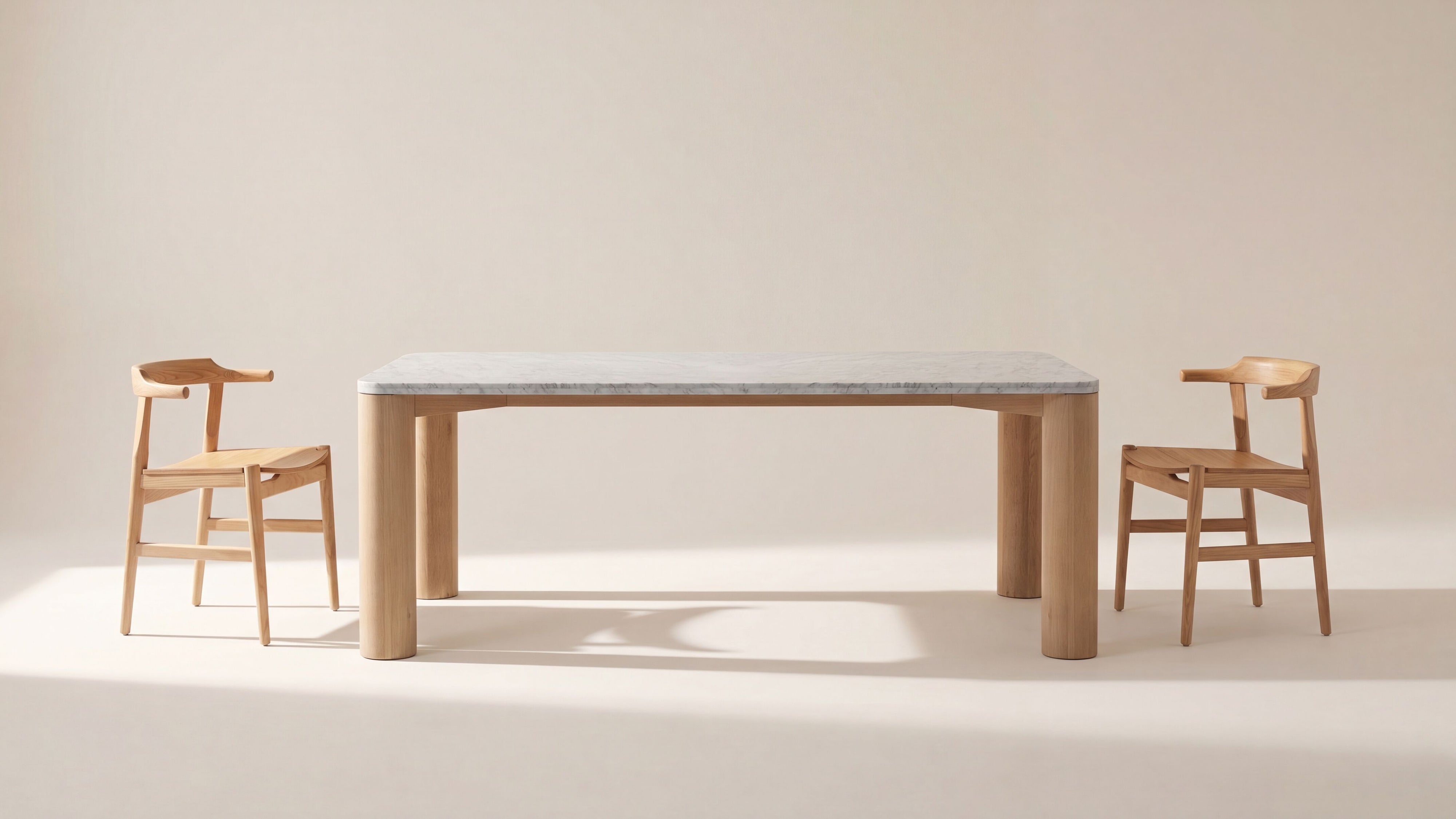 Field Dining Table, Seats 6-8 People, Oak/Carrara Marble