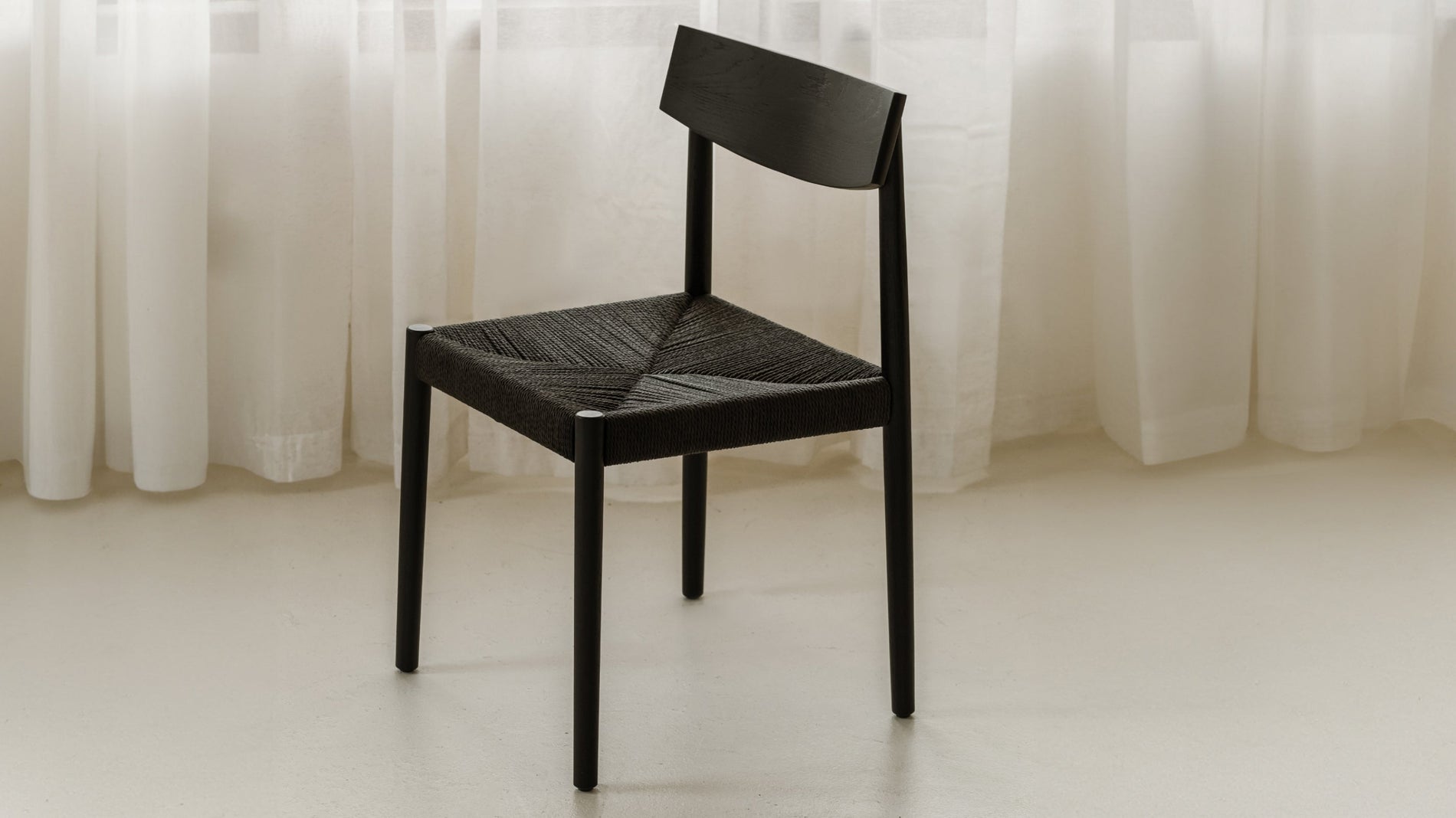 Dinner Guest Armless Dining Chair (Set of Two), Black Oak/ Black Papercord Seat_image