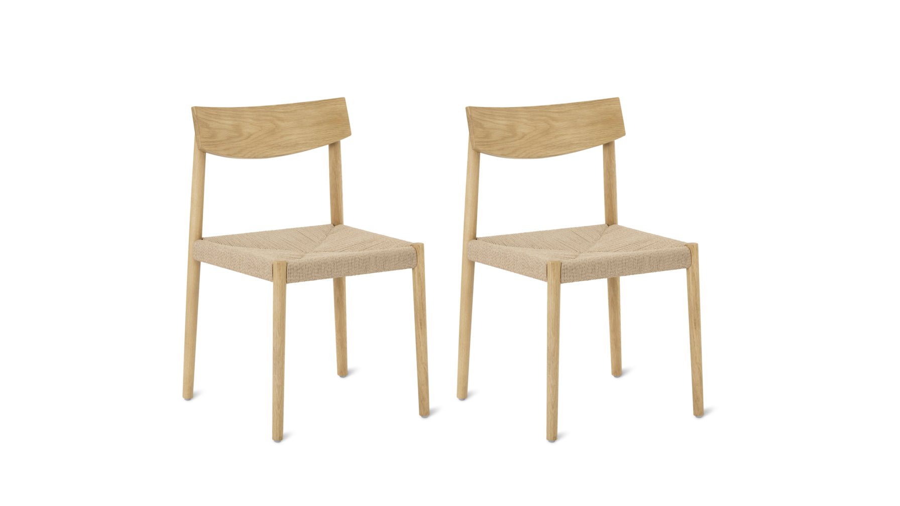 Dinner Guest Armless Dining Chair (Set of Two), White Oak/ Natural Papercord Seat