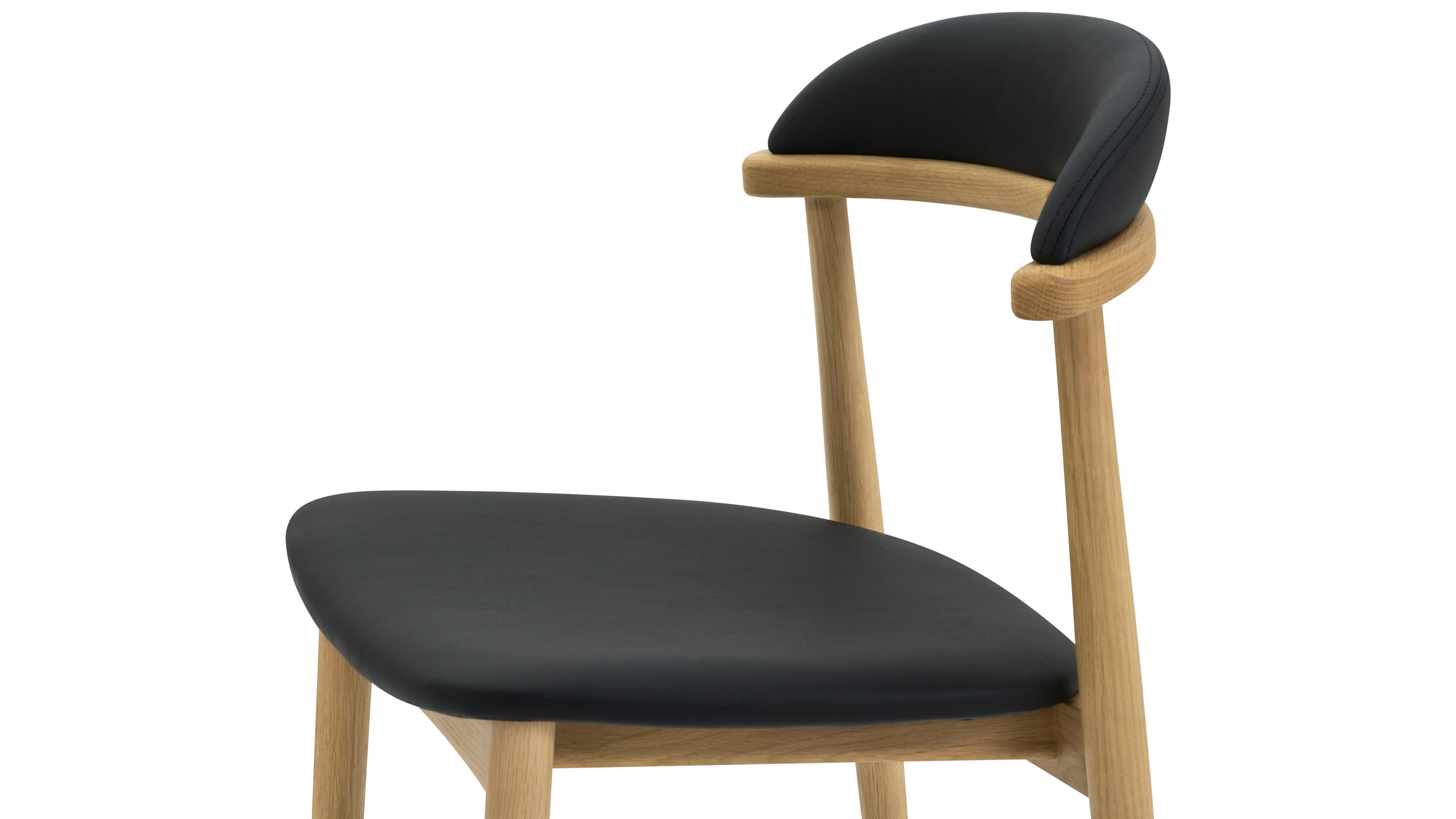 Count On Me Armless Dining Chair (Set of Two), Natural Oak, Black Seat - Image 5