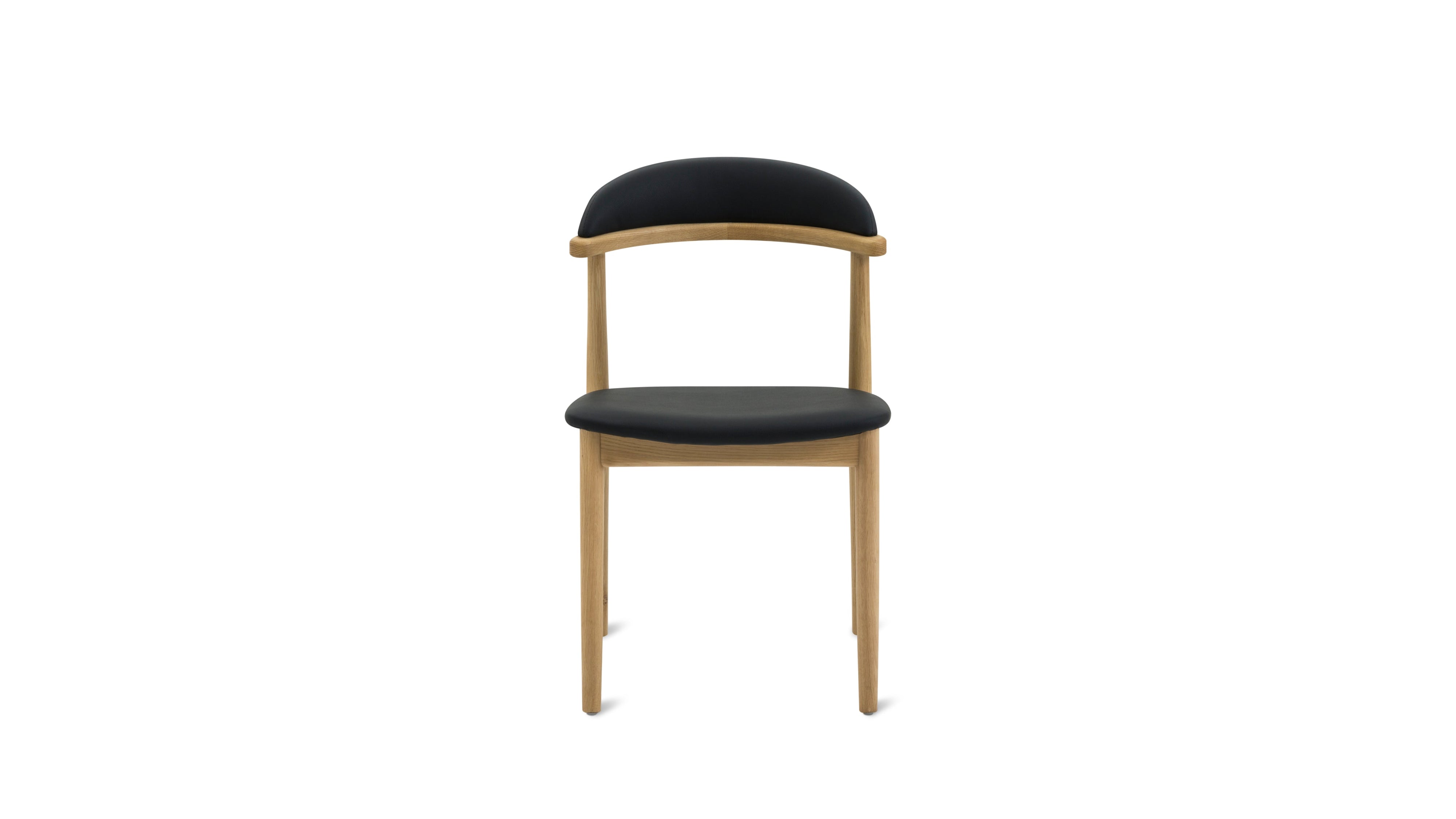 Count On Me Armless Dining Chair (Set of Two), Oak, Black Seat