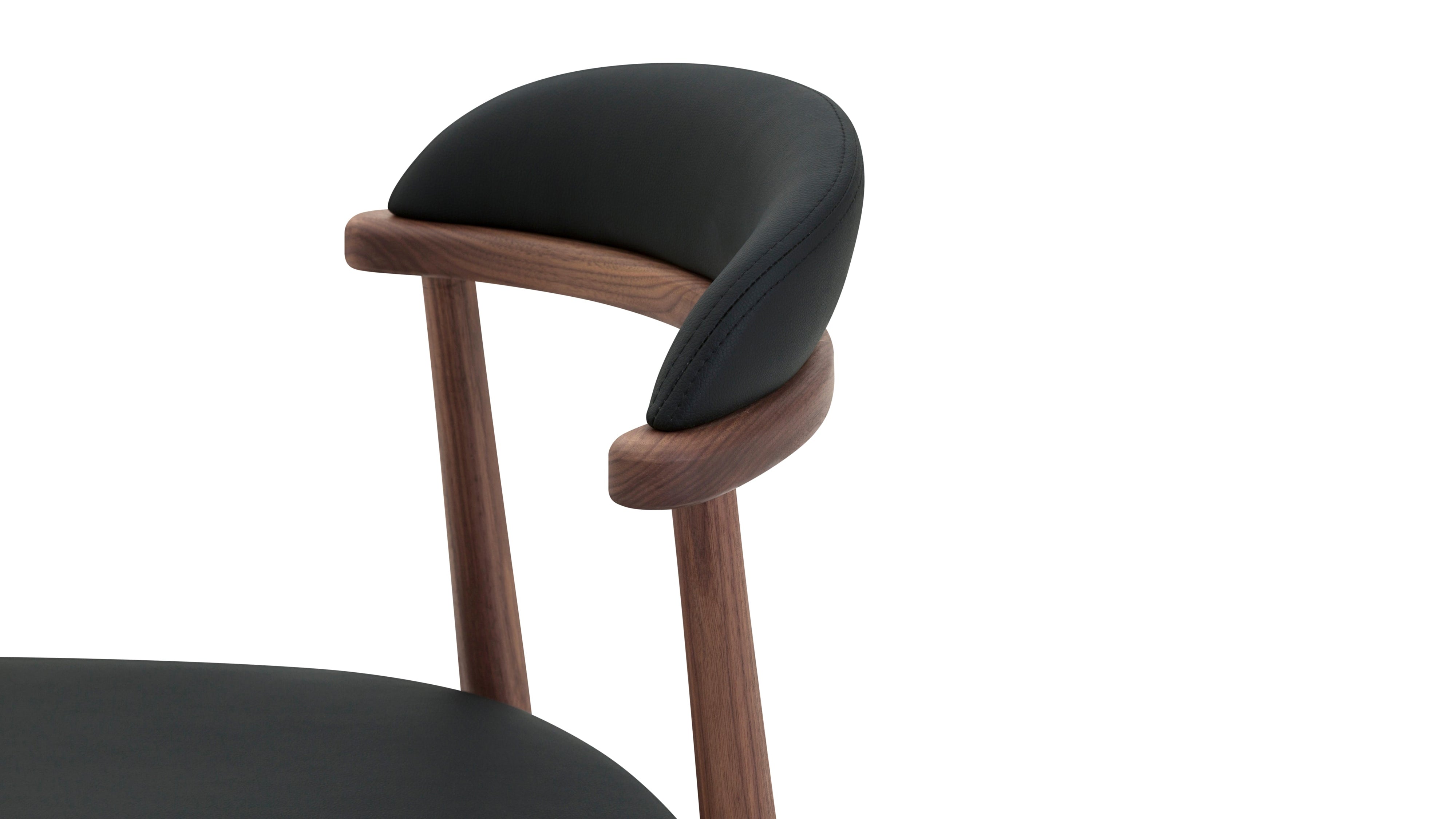 Count On Me Armless Dining Chair (Set of Two), Walnut, Black Seat