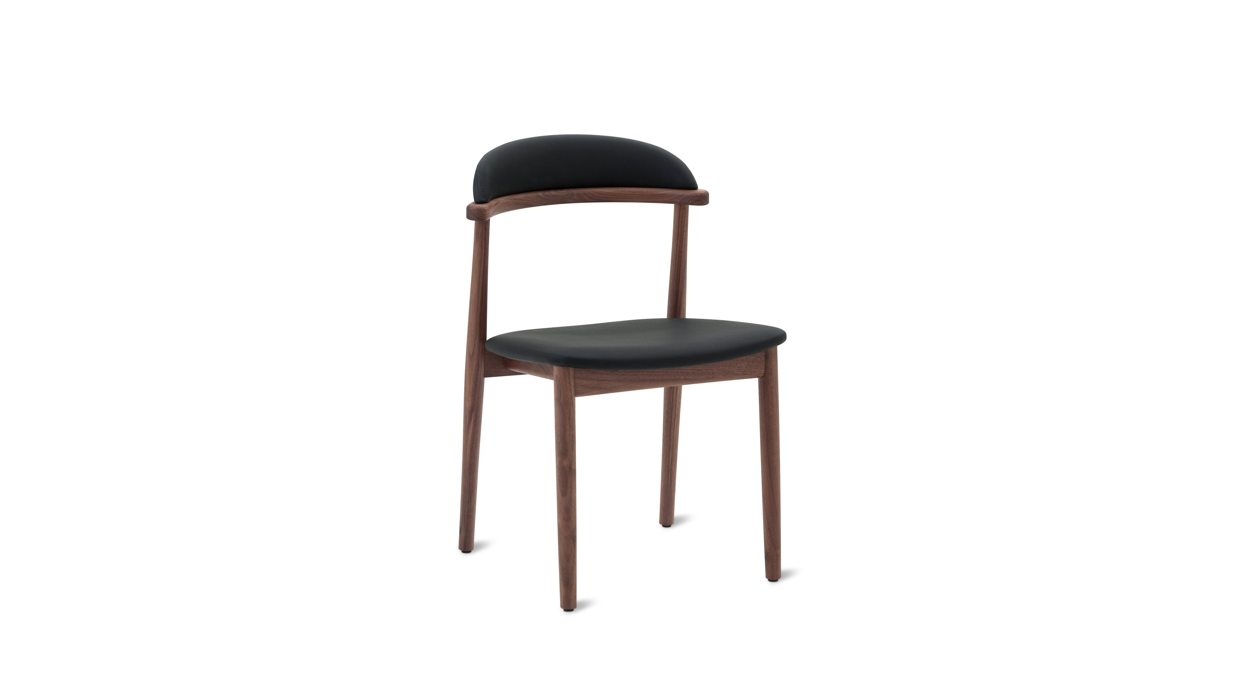 Count On Me Armless Dining Chair (Set of Two), Walnut, Black Seat