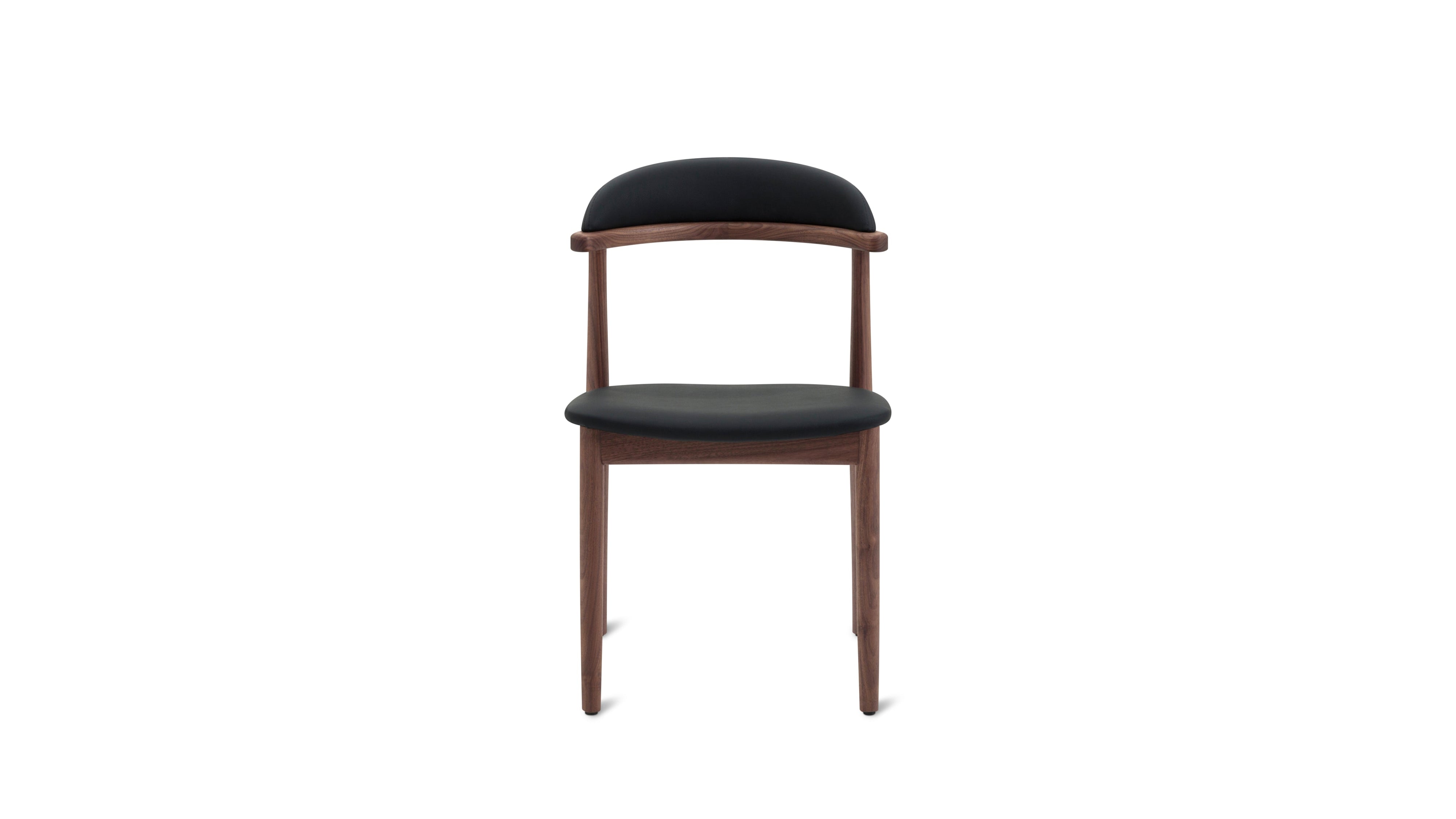 Count On Me Armless Dining Chair (Set of Two), Walnut, Black Seat